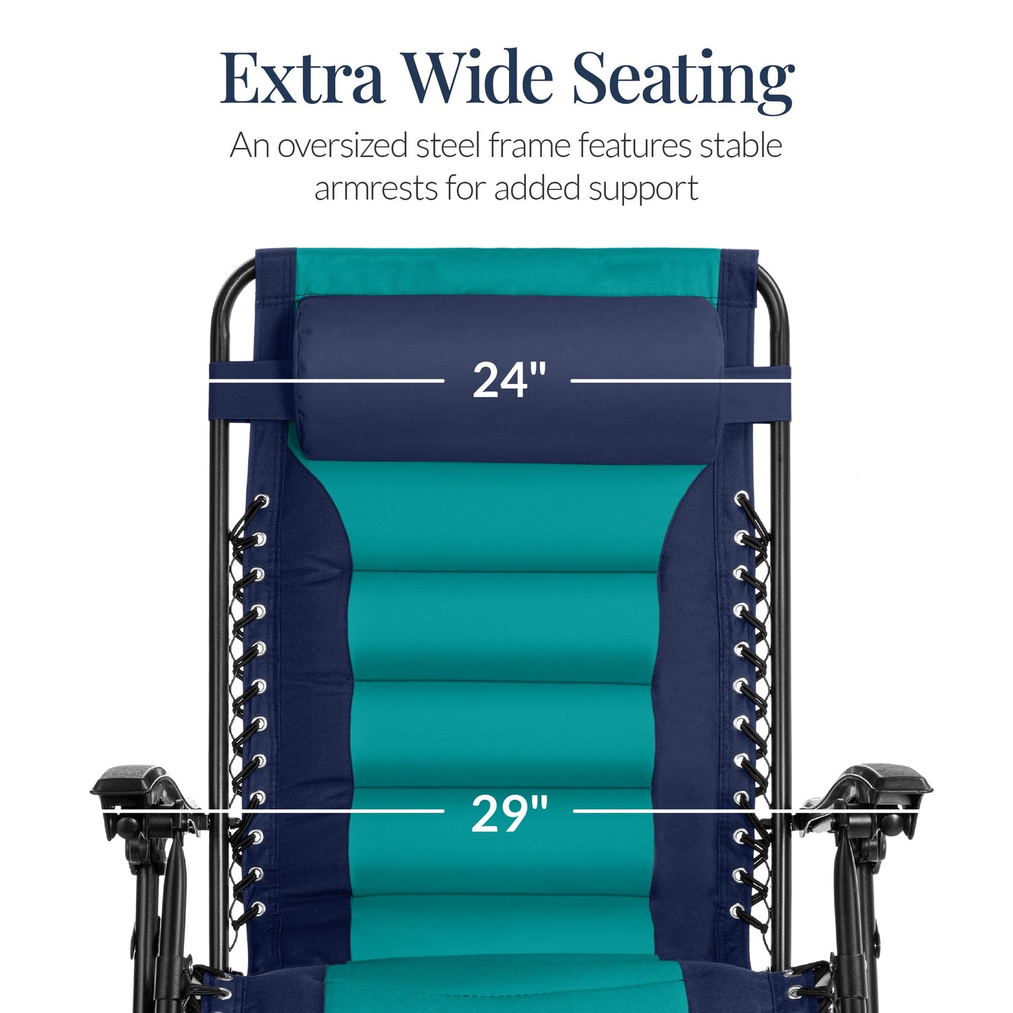 Oversized Padded Zero Gravity Chair, Folding Recliner w/ Headrest, Side Tray