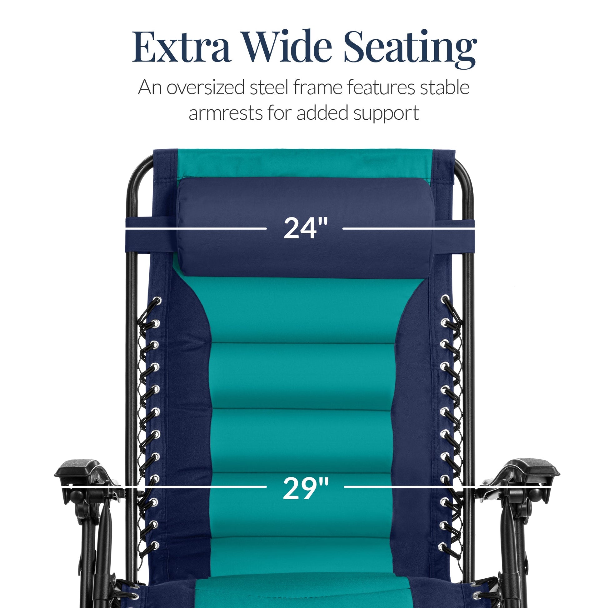 Oversized Padded Zero Gravity Chair, Folding Recliner w/ Headrest, Side Tray