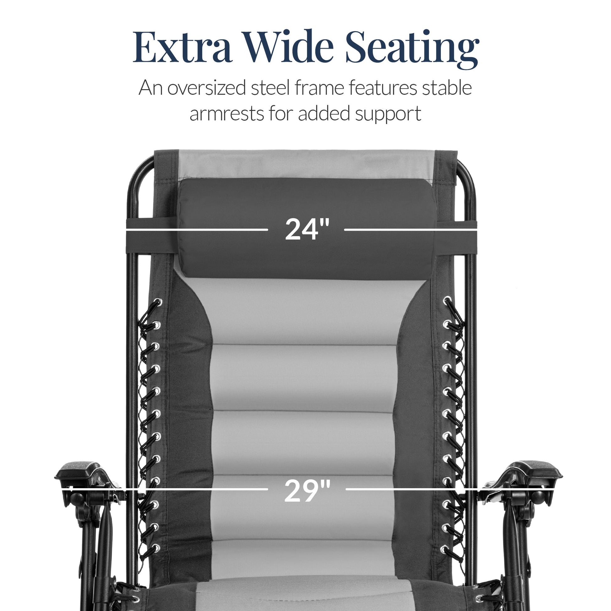 Oversized Padded Zero Gravity Chair, Folding Recliner w/ Headrest, Side Tray