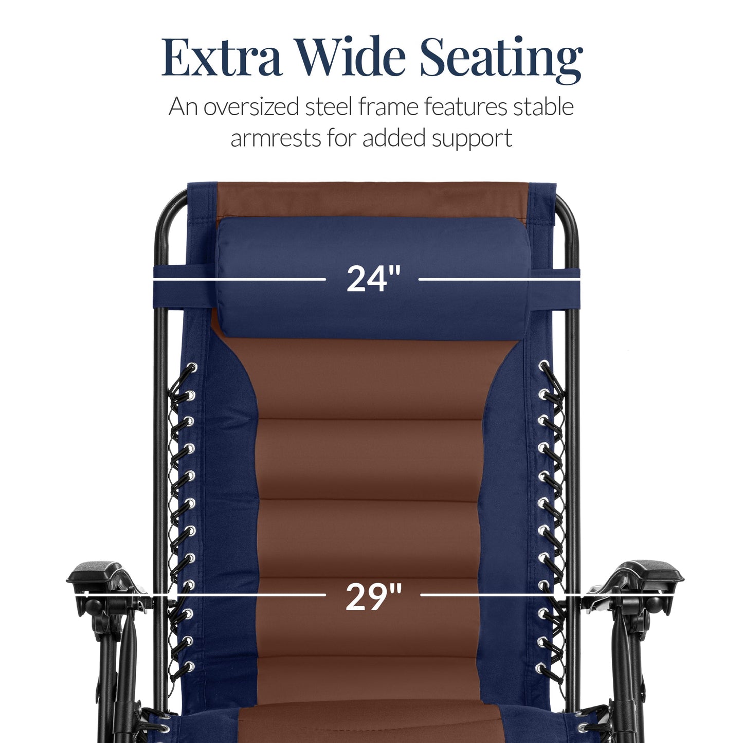 Oversized Padded Zero Gravity Chair, Folding Recliner w/ Headrest, Side Tray