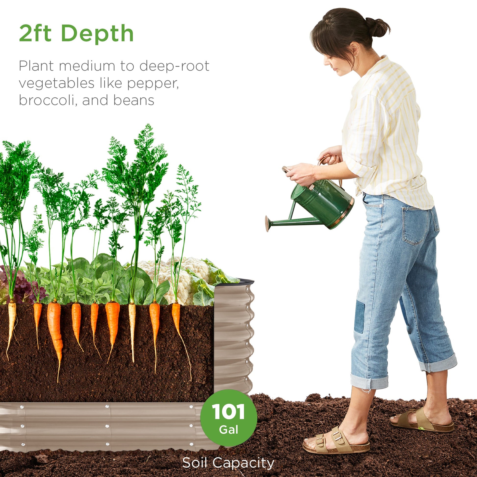 Outdoor Raised Metal Oval Garden Bed, Planter Box - 4x2x2ft