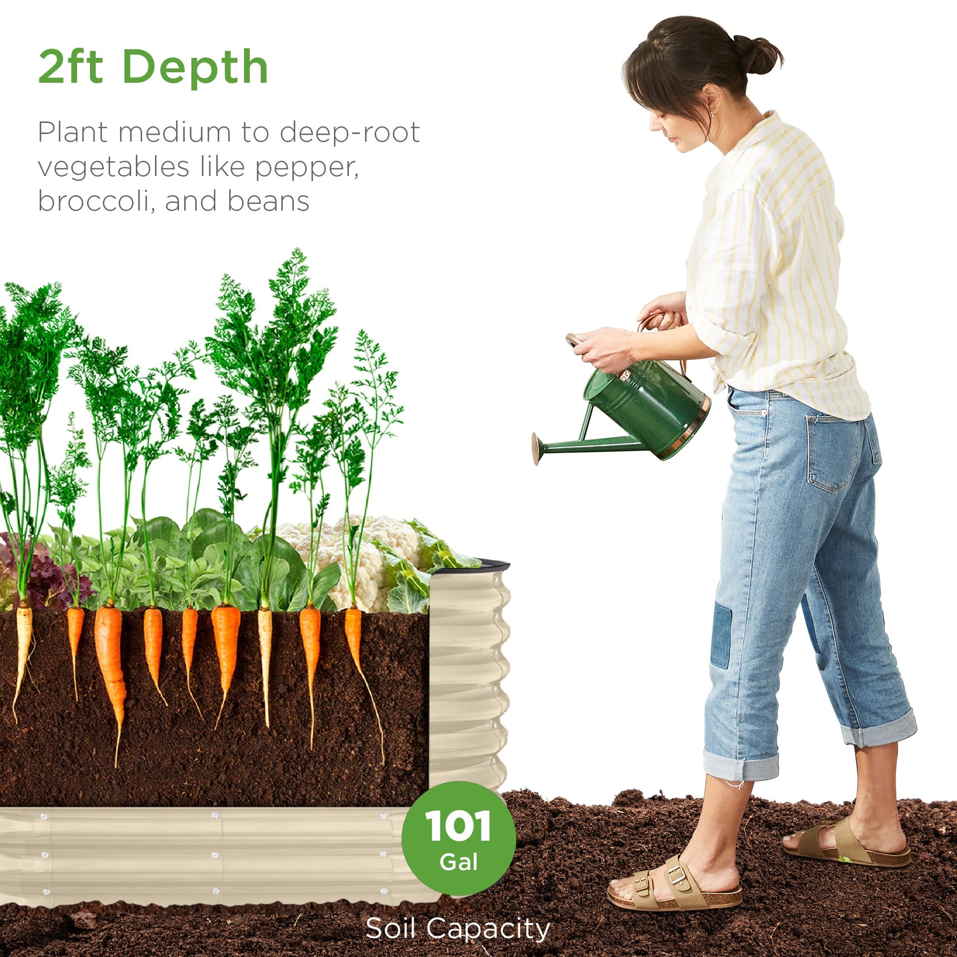 Outdoor Raised Metal Oval Garden Bed, Planter Box - 4x2x2ft