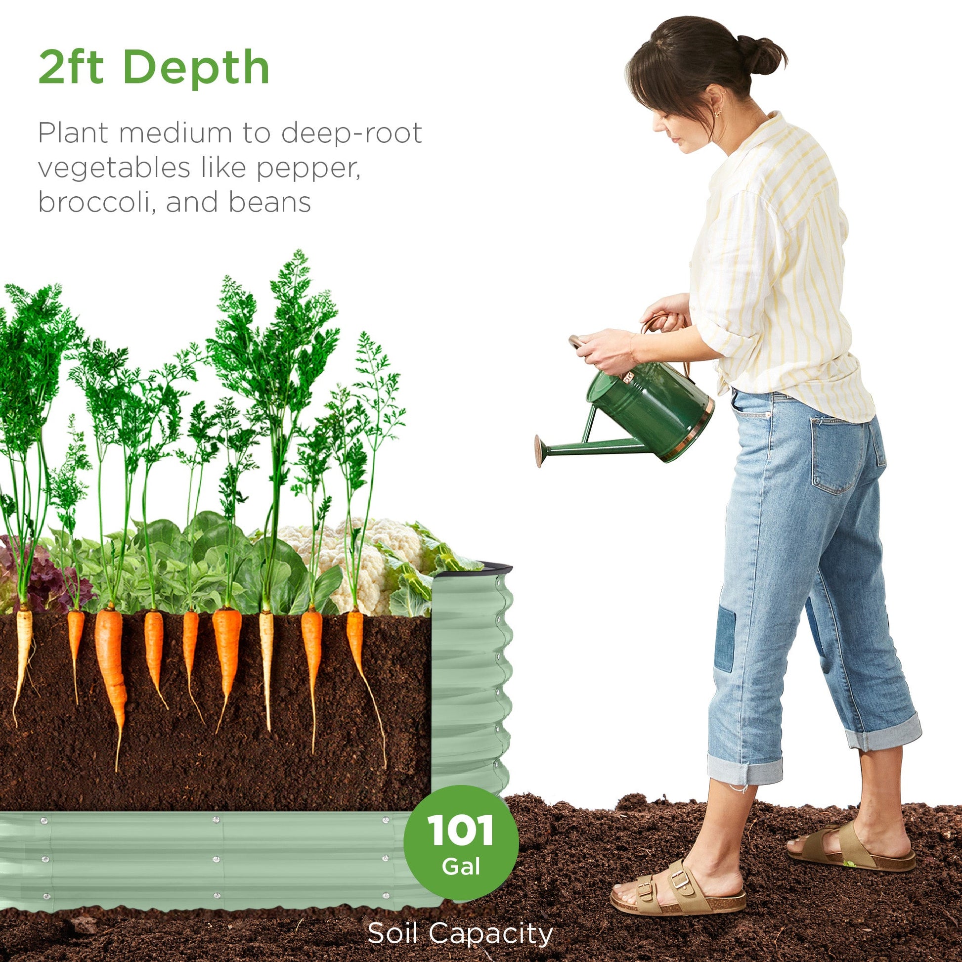 Outdoor Raised Metal Oval Garden Bed, Planter Box - 4x2x2ft