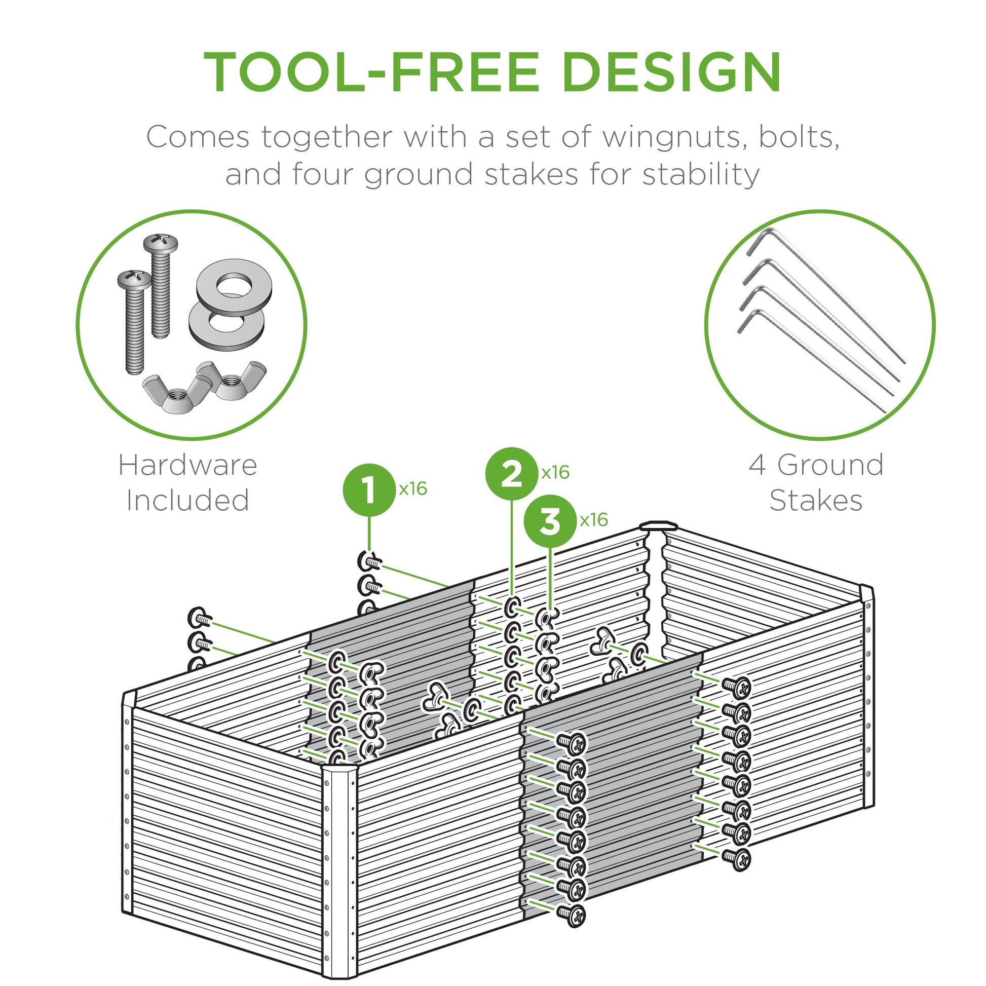Outdoor Raised Metal Garden Bed for Vegetables, Flowers, Herbs - 4x2x2ft