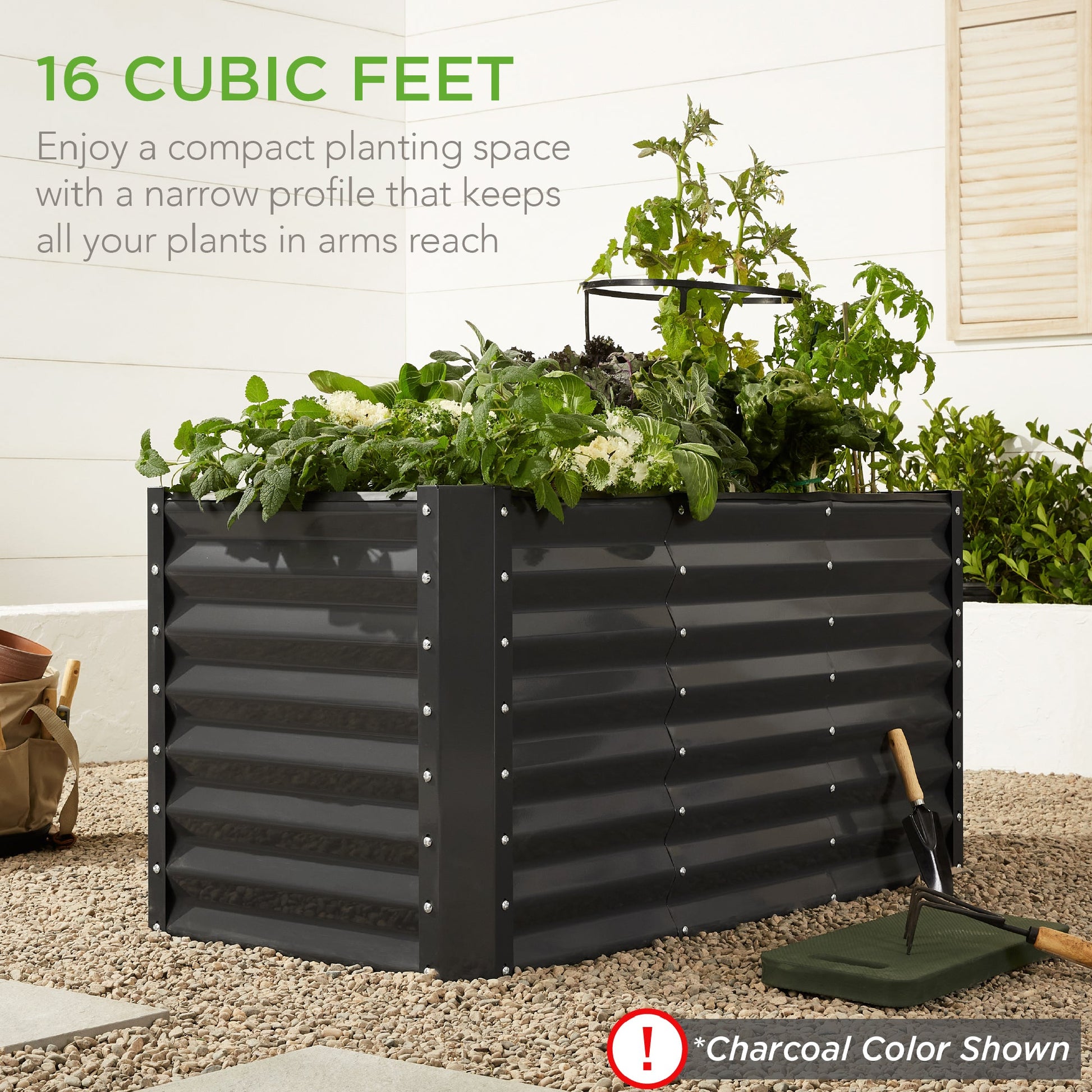 Outdoor Raised Metal Garden Bed for Vegetables, Flowers, Herbs - 4x2x2ft