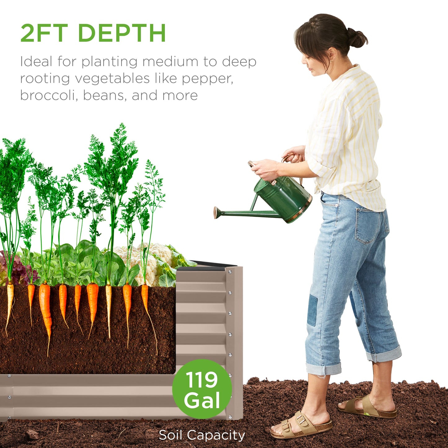 4x2x2FT Outdoor Steel Garden Bed for Vegetables, Flowers & Herbs