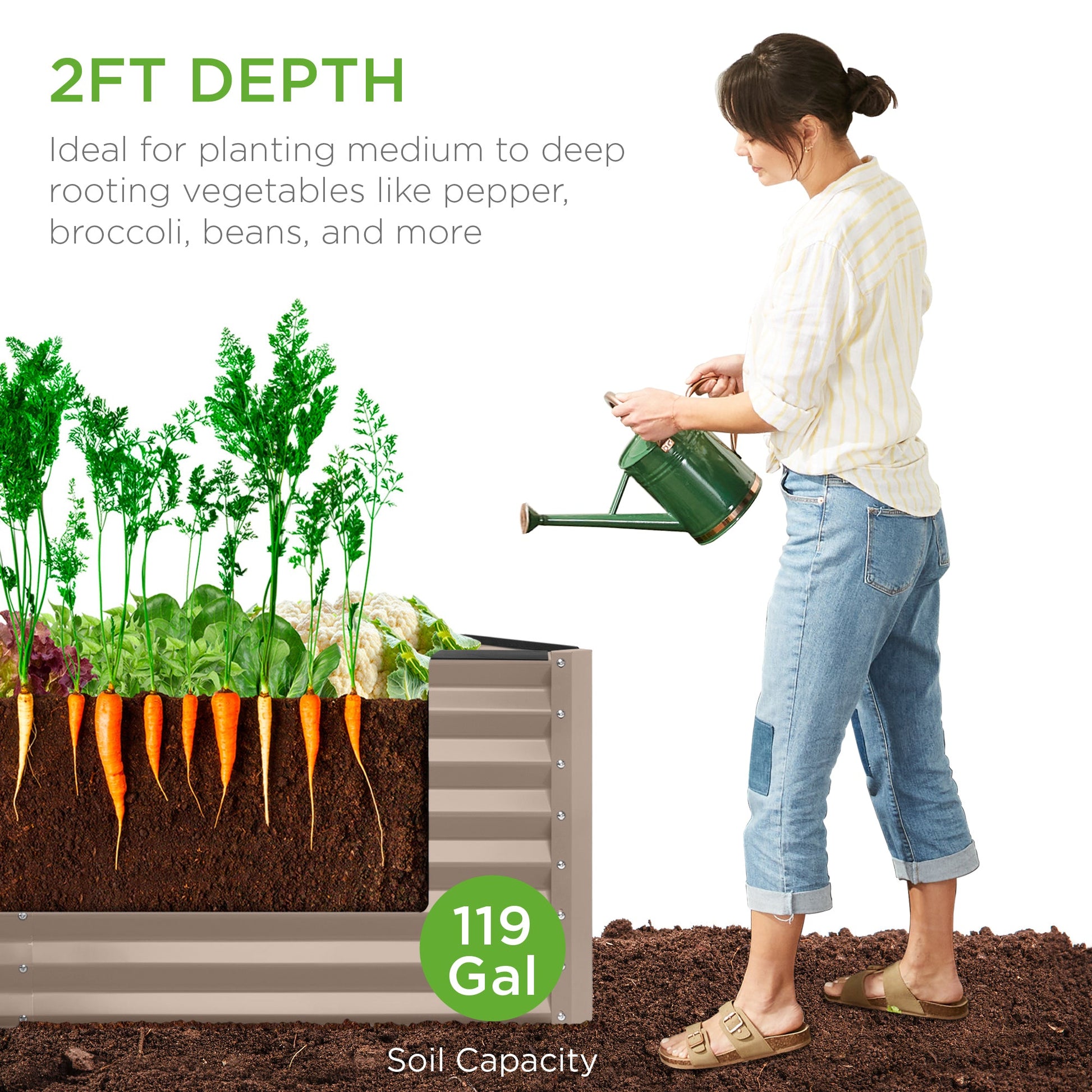 4x2x2FT Outdoor Steel Garden Bed for Vegetables, Flowers & Herbs