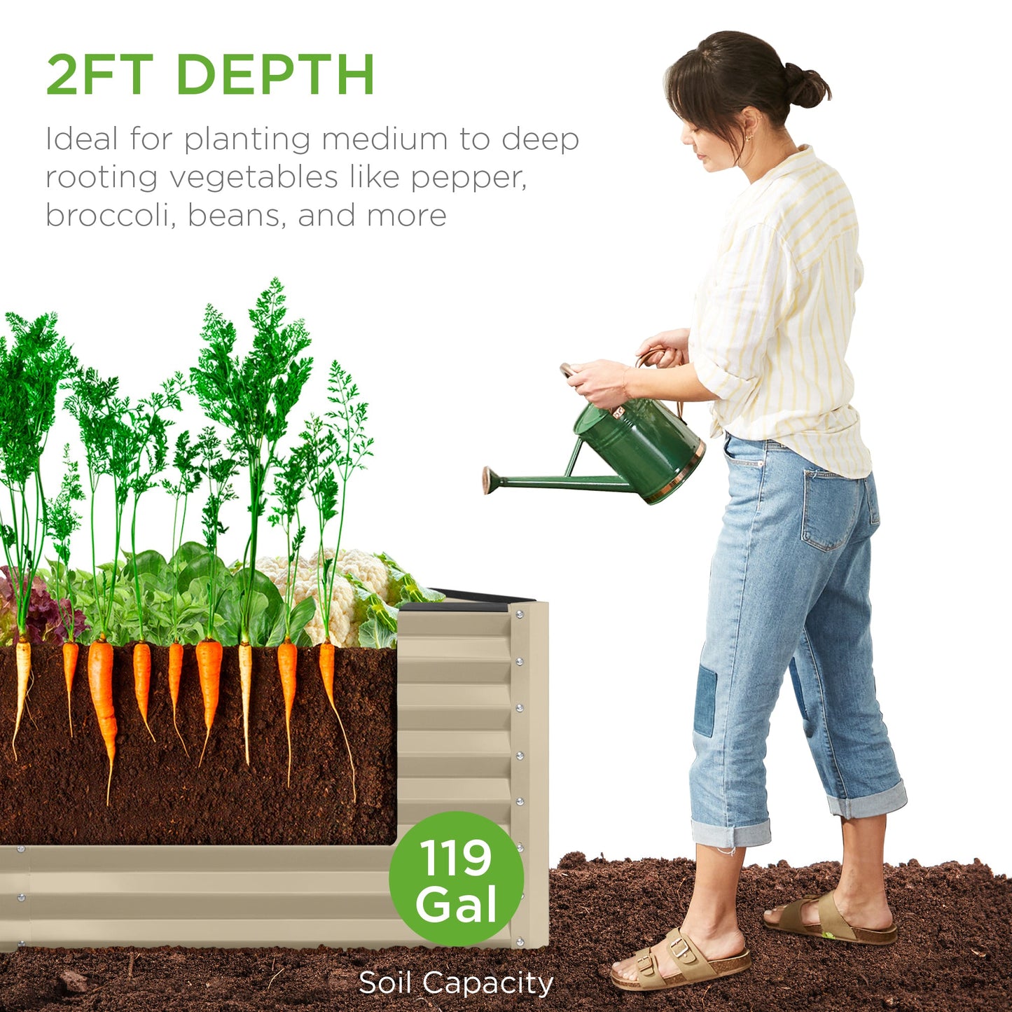 4x2x2FT Outdoor Steel Garden Bed for Vegetables, Flowers & Herbs