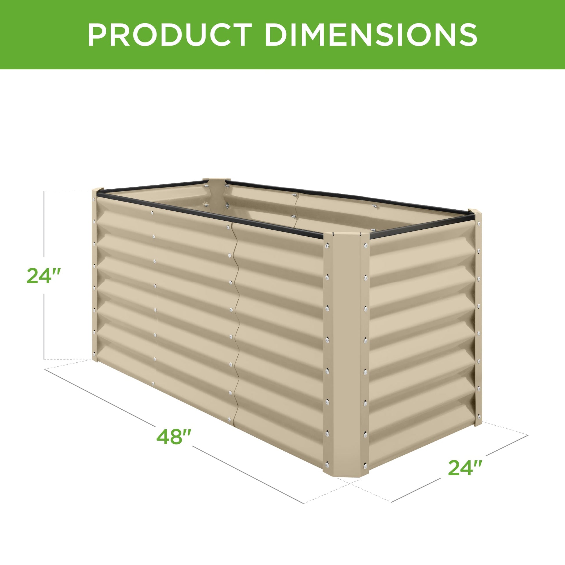 4x2x2FT Outdoor Steel Garden Bed for Vegetables, Flowers & Herbs