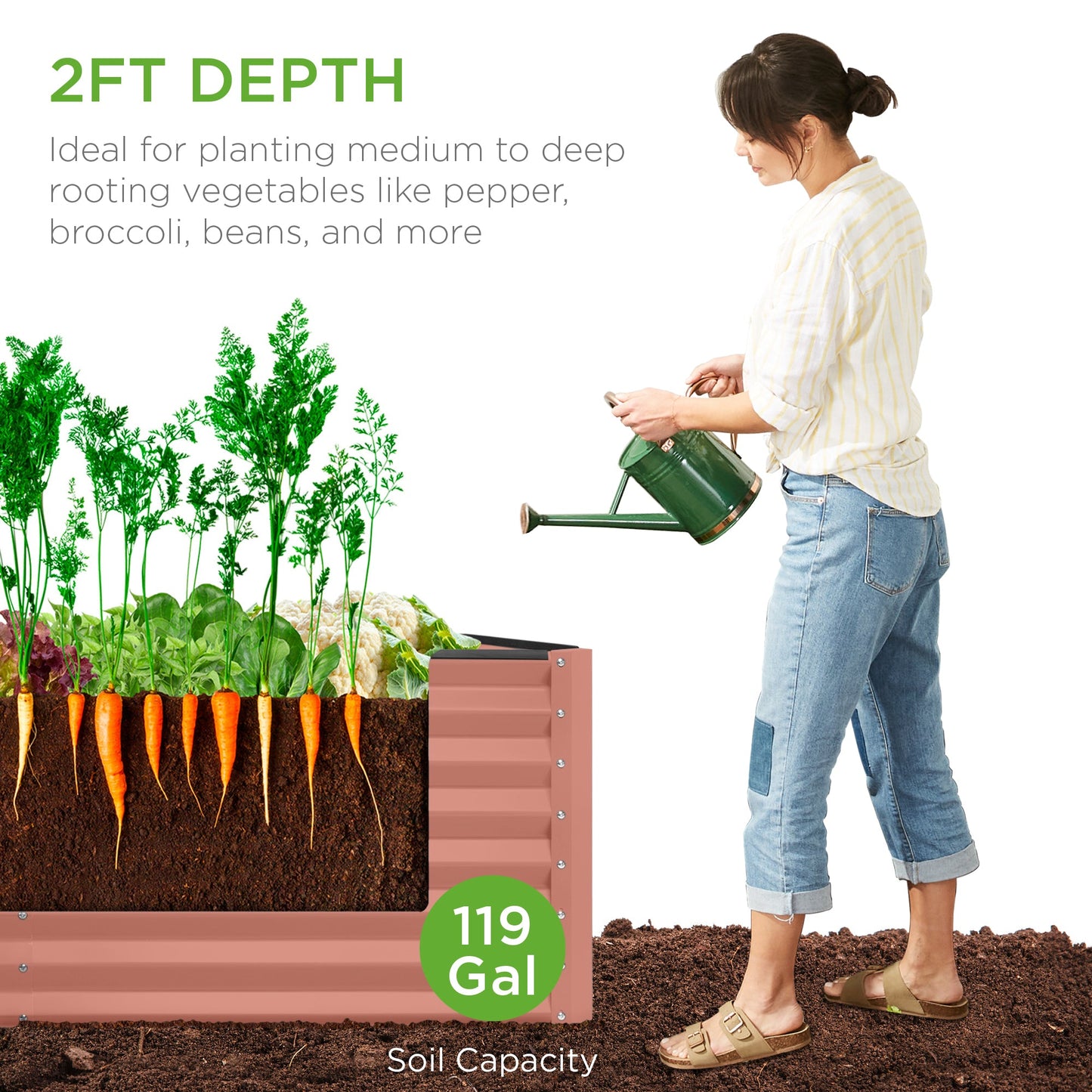 4x2x2FT Outdoor Steel Garden Bed for Vegetables, Flowers & Herbs