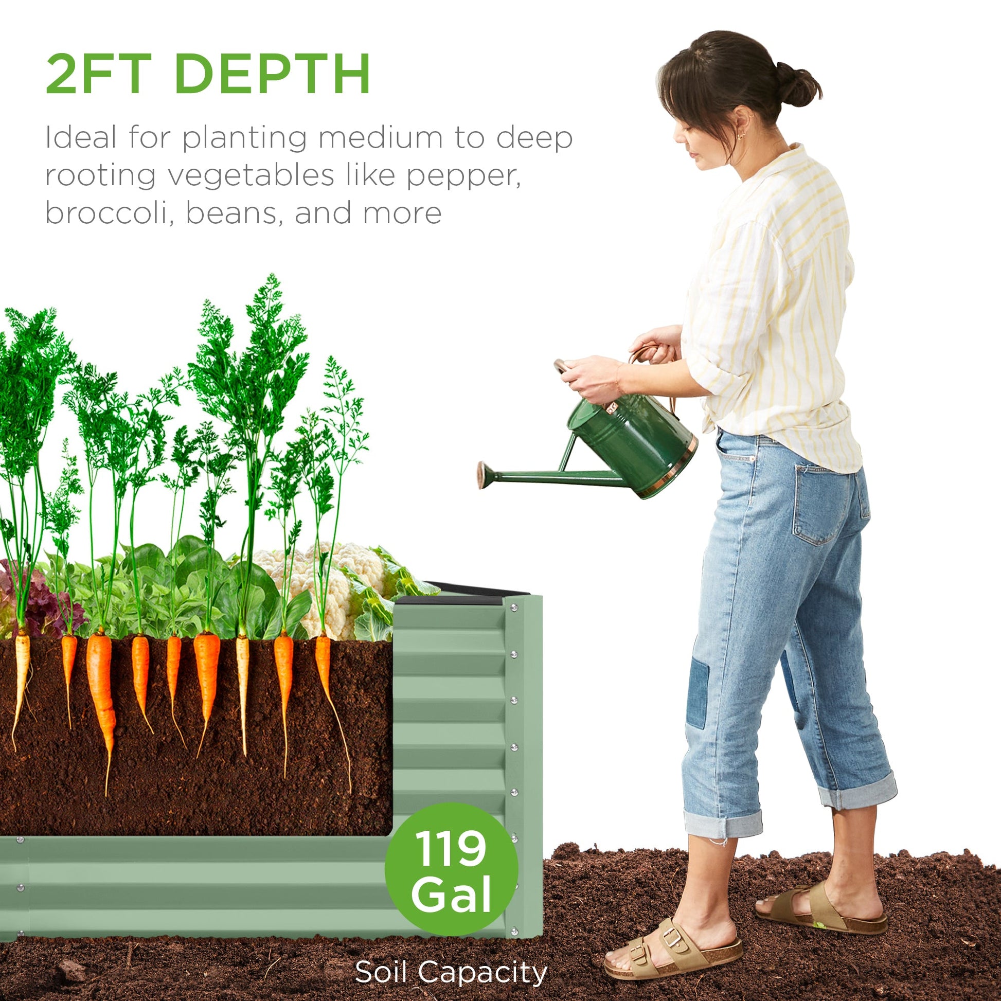 4x2x2FT Outdoor Steel Garden Bed for Vegetables, Flowers & Herbs