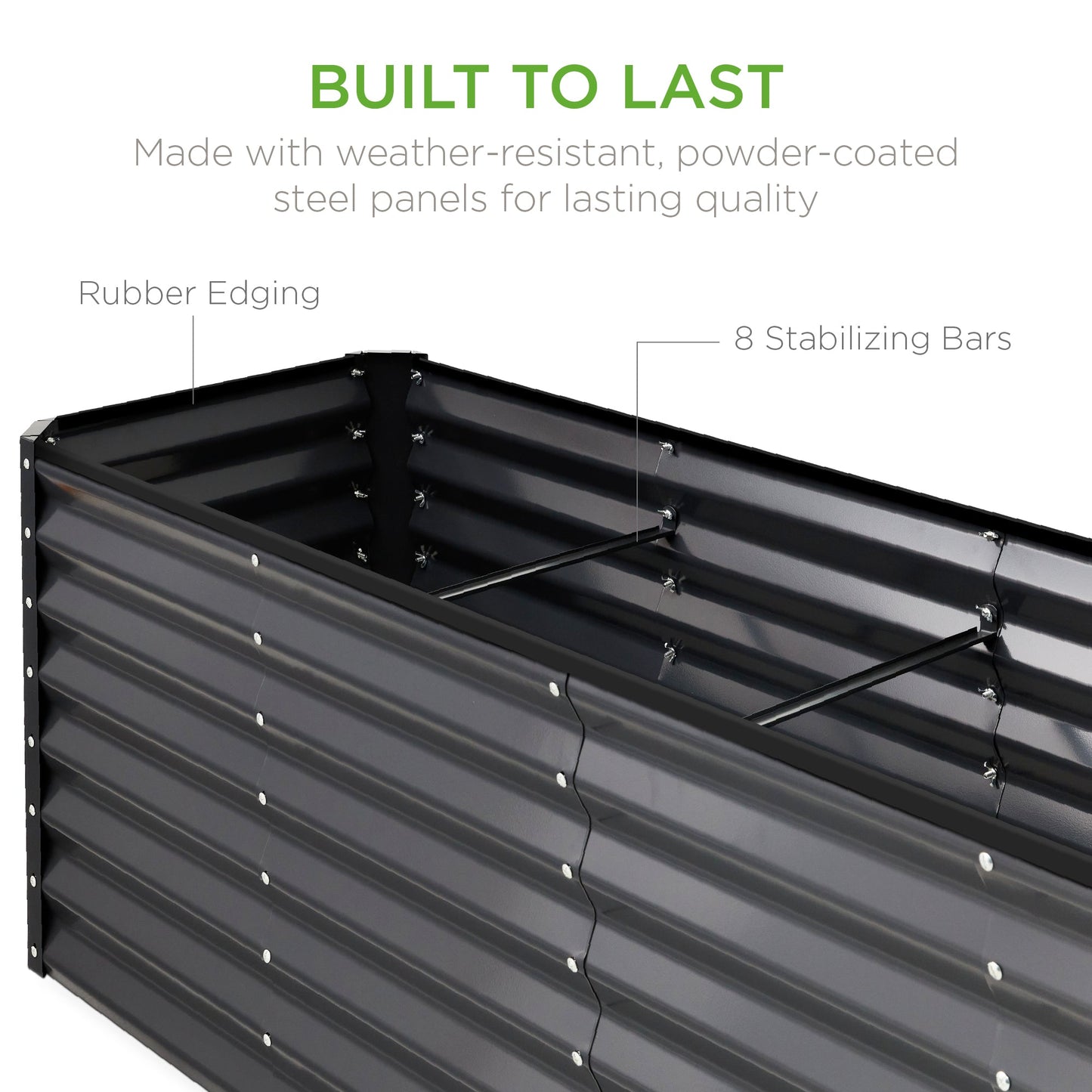 8x2x2FT Steel Planting Box for Backyard Flowers, Herbs, & Vegetables