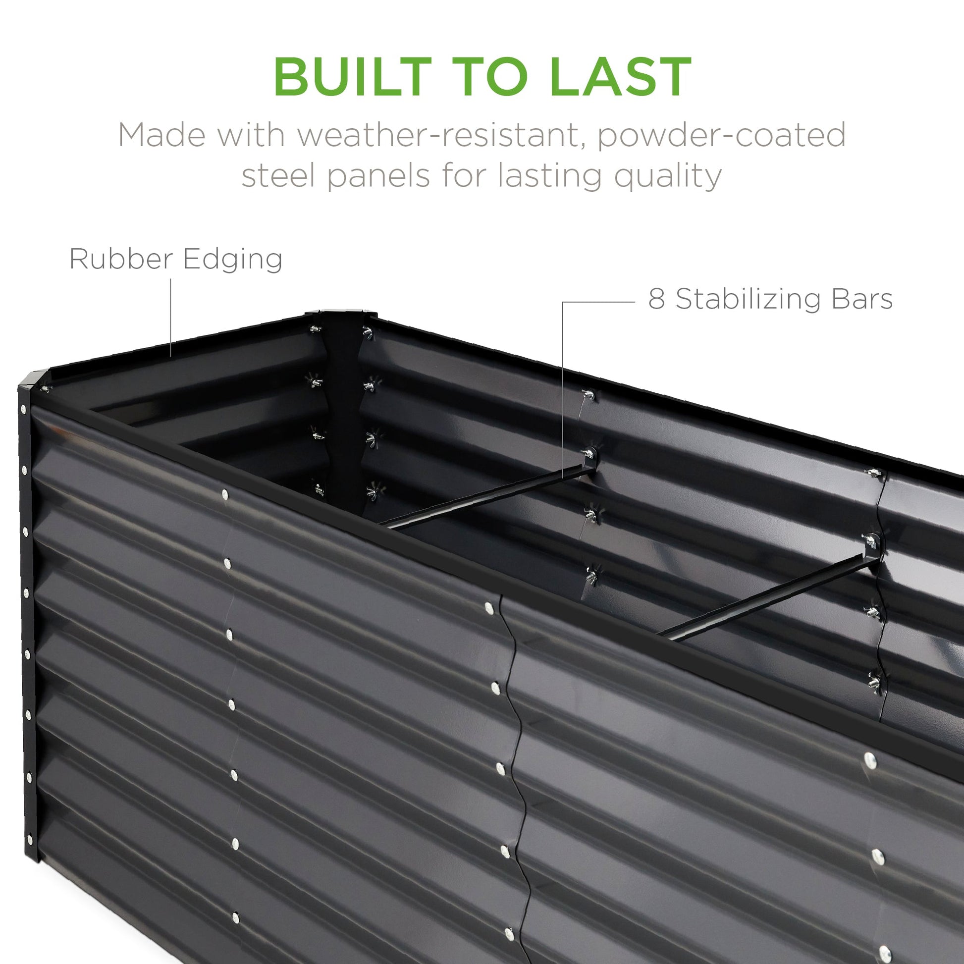 8x2x2FT Steel Planting Box for Backyard Flowers, Herbs, & Vegetables