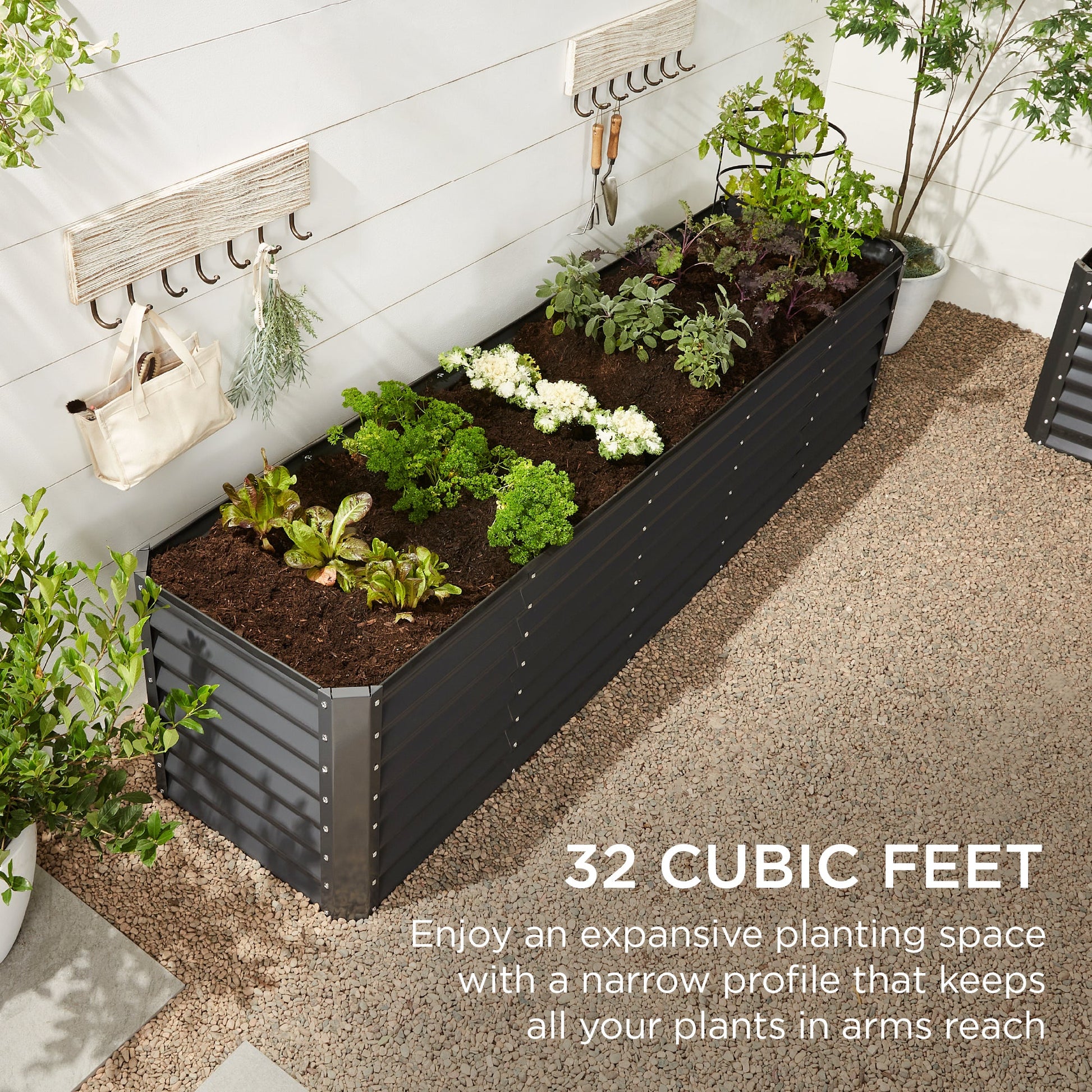 8x2x2FT Steel Planting Box for Backyard Flowers, Herbs, & Vegetables