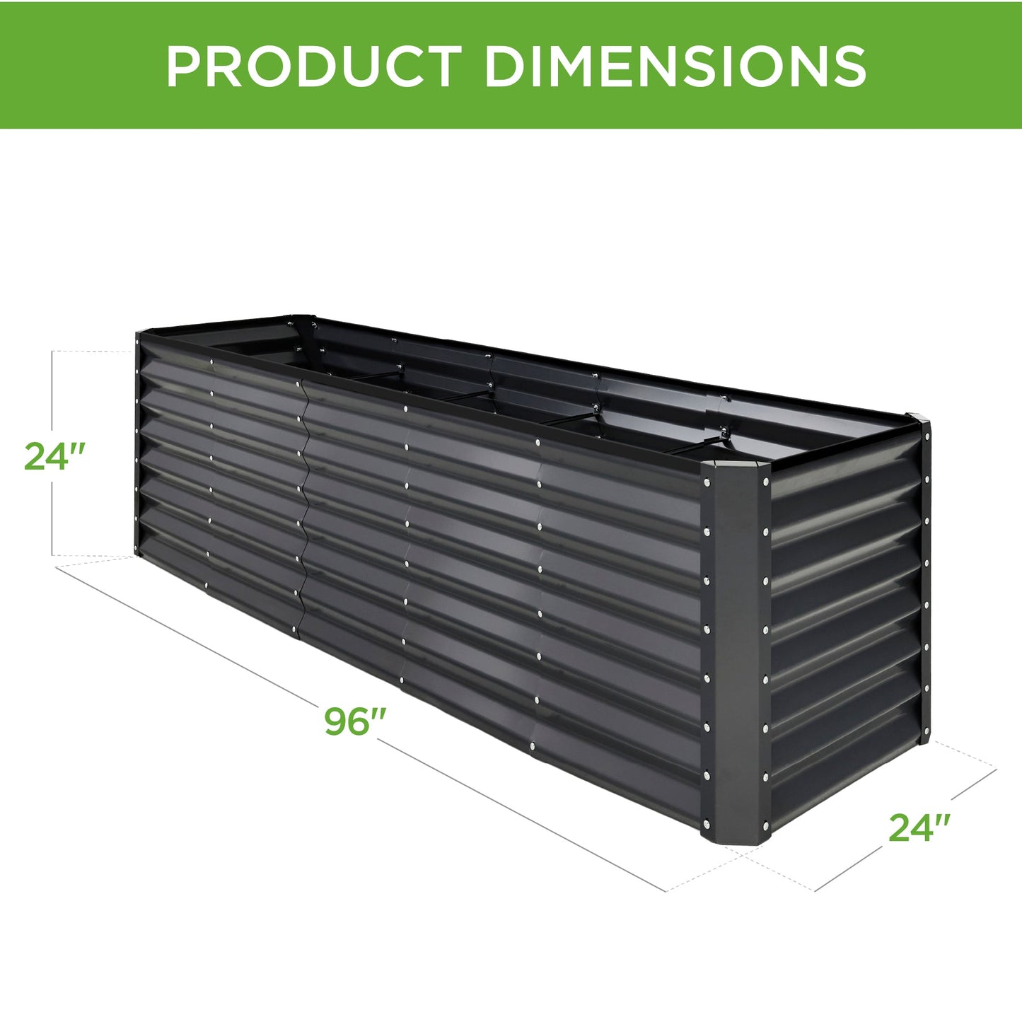 8x2x2FT Steel Planting Box for Backyard Flowers, Herbs, & Vegetables