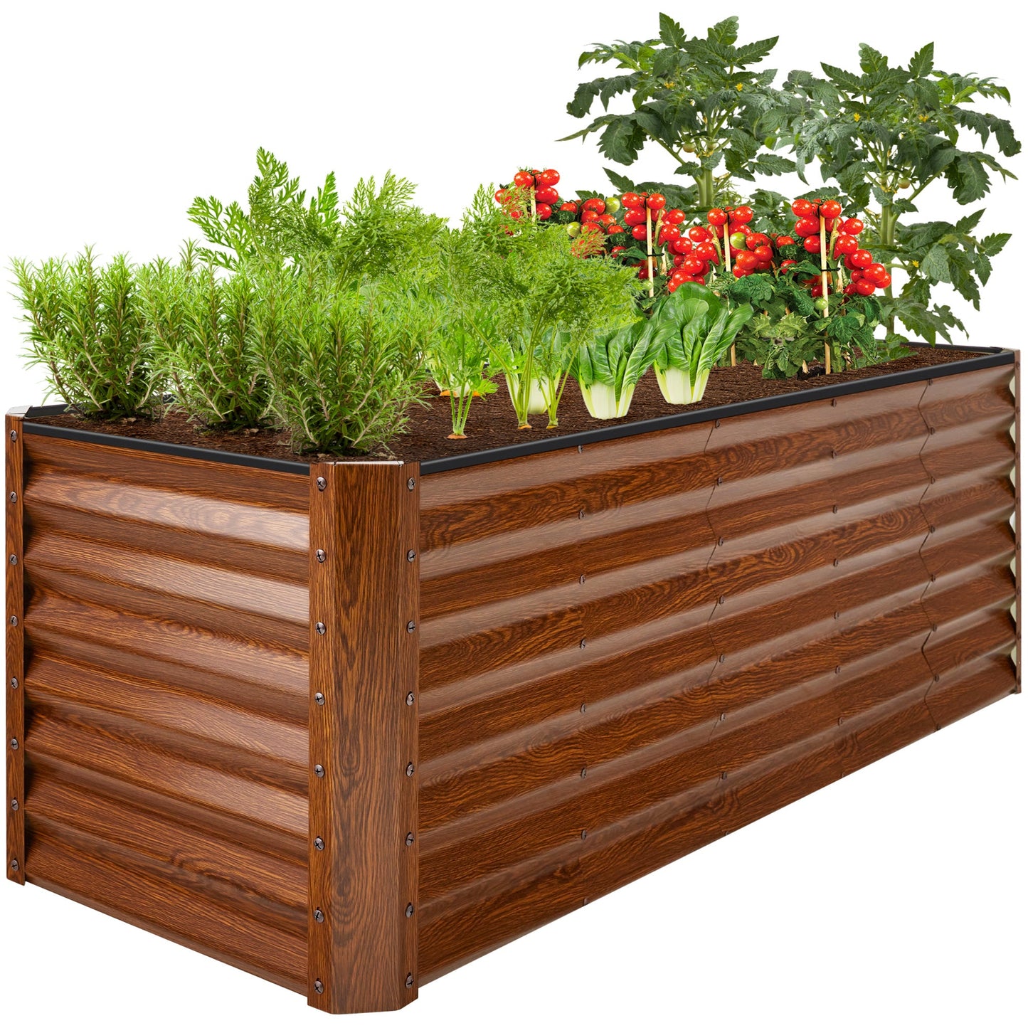 8x2x2FT Steel Planting Box for Backyard Flowers, Herbs, & Vegetables