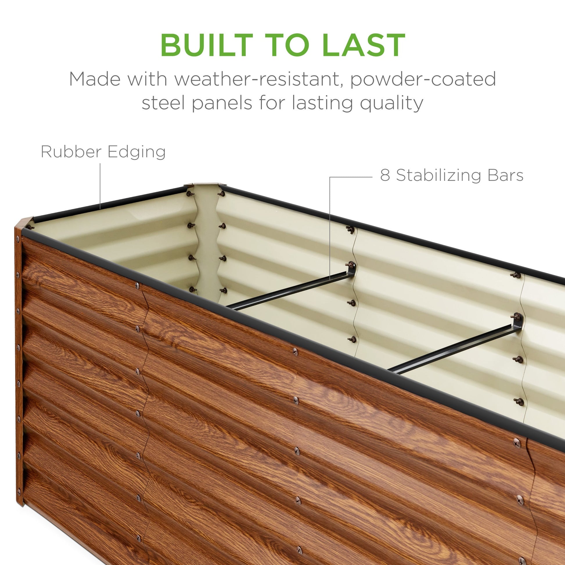 8x2x2FT Steel Planting Box for Backyard Flowers, Herbs, & Vegetables