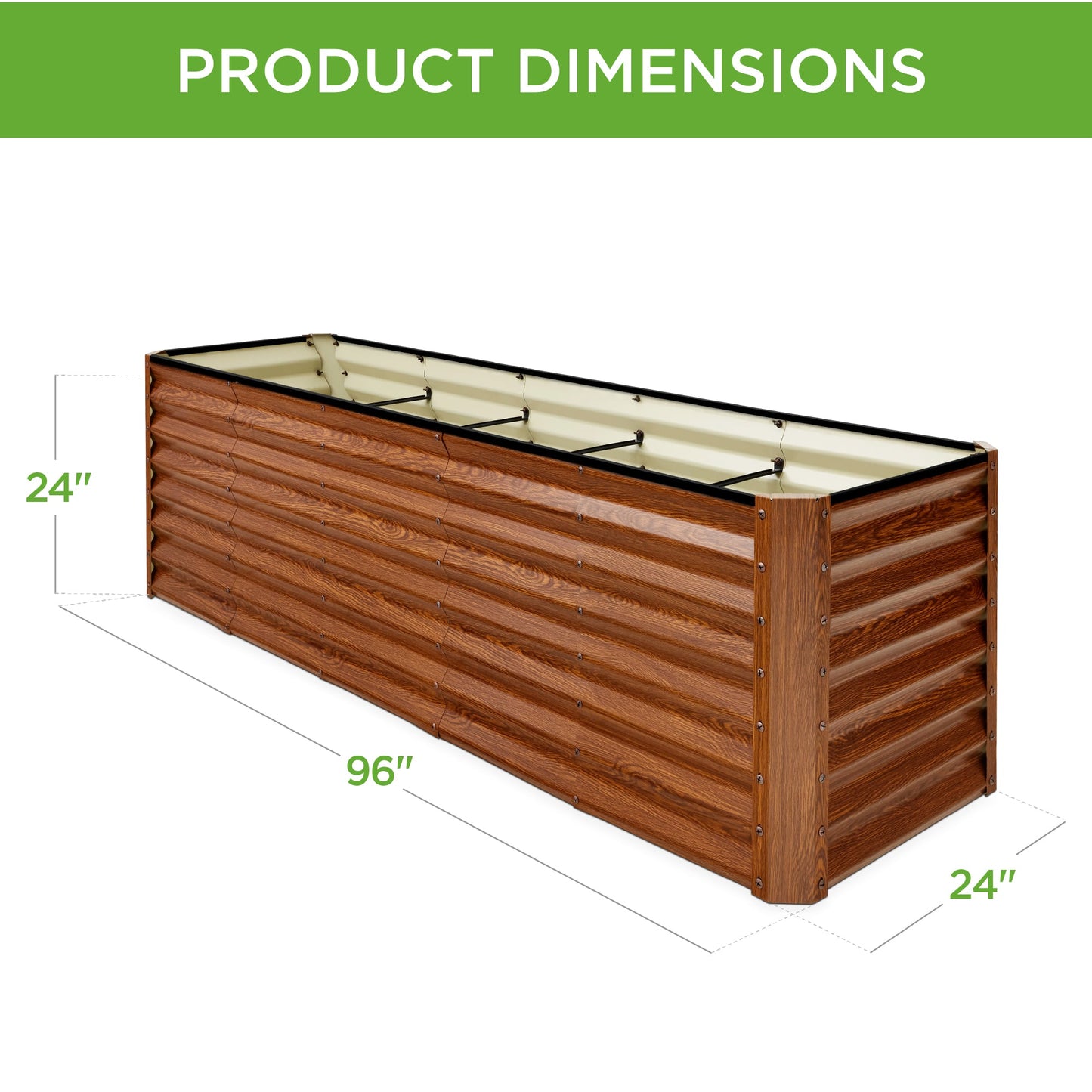 8x2x2FT Steel Planting Box for Backyard Flowers, Herbs, & Vegetables