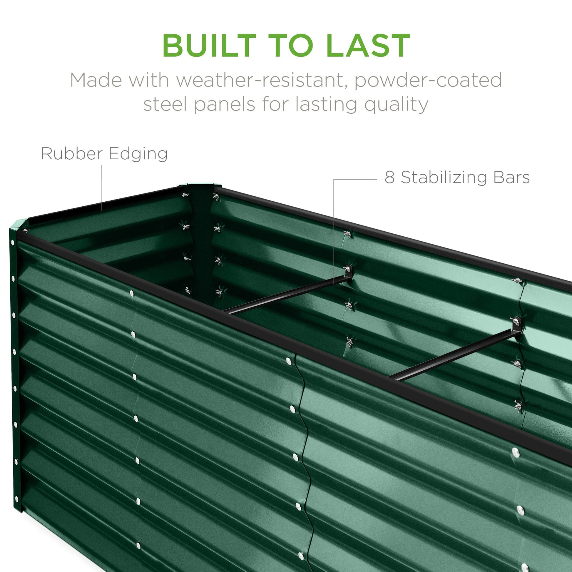 8x2x2FT Steel Planting Box for Backyard Flowers, Herbs, & Vegetables