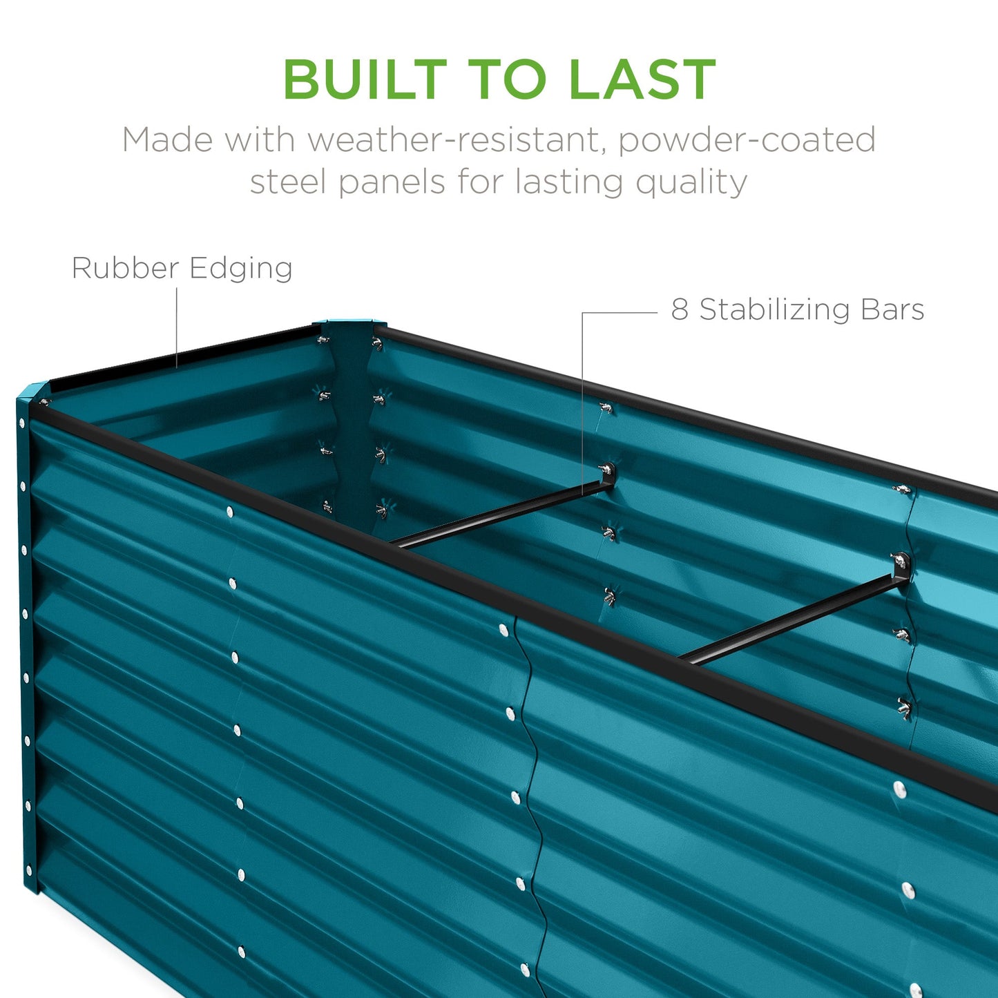 8x2x2FT Steel Planting Box for Backyard Flowers, Herbs, & Vegetables