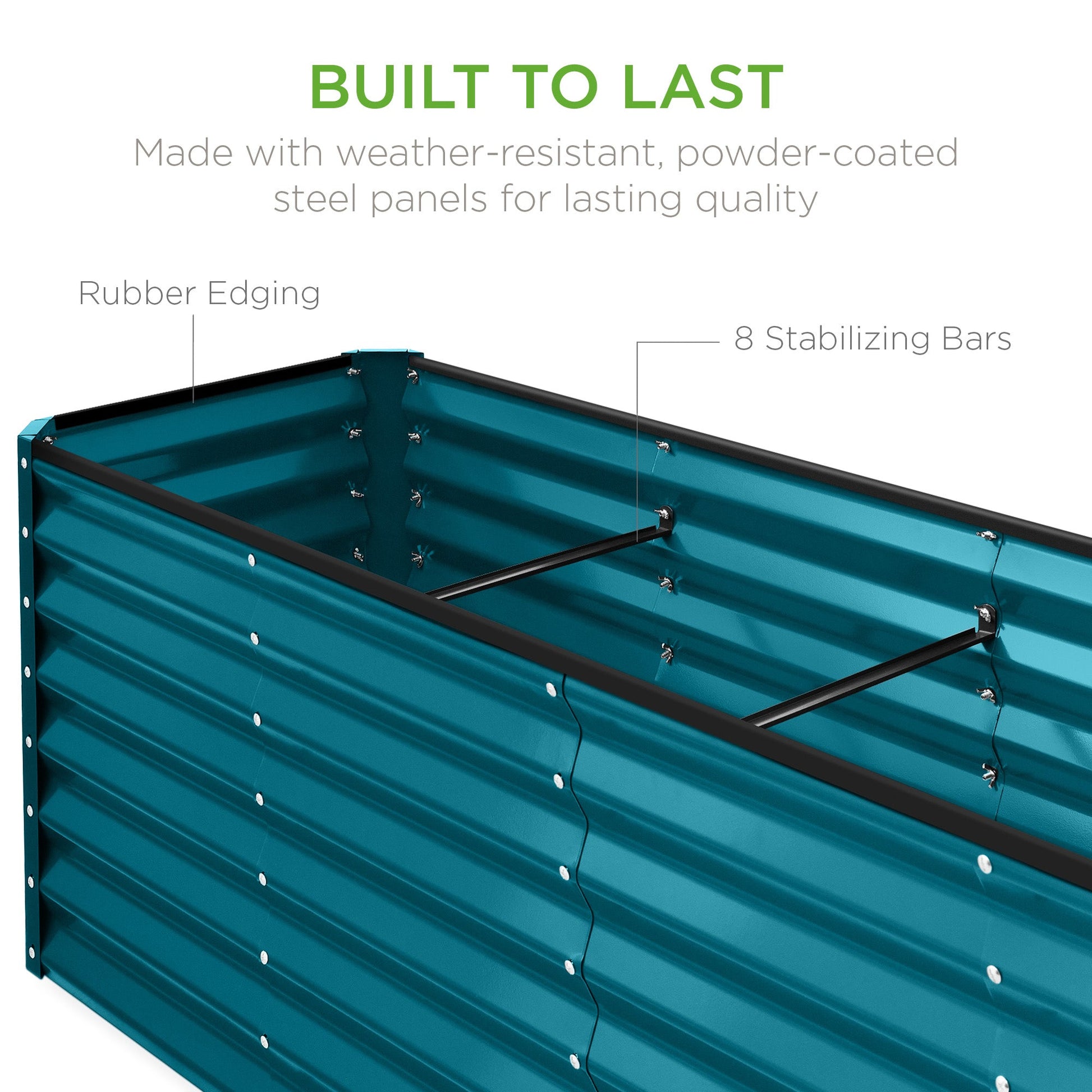 8x2x2FT Steel Planting Box for Backyard Flowers, Herbs, & Vegetables