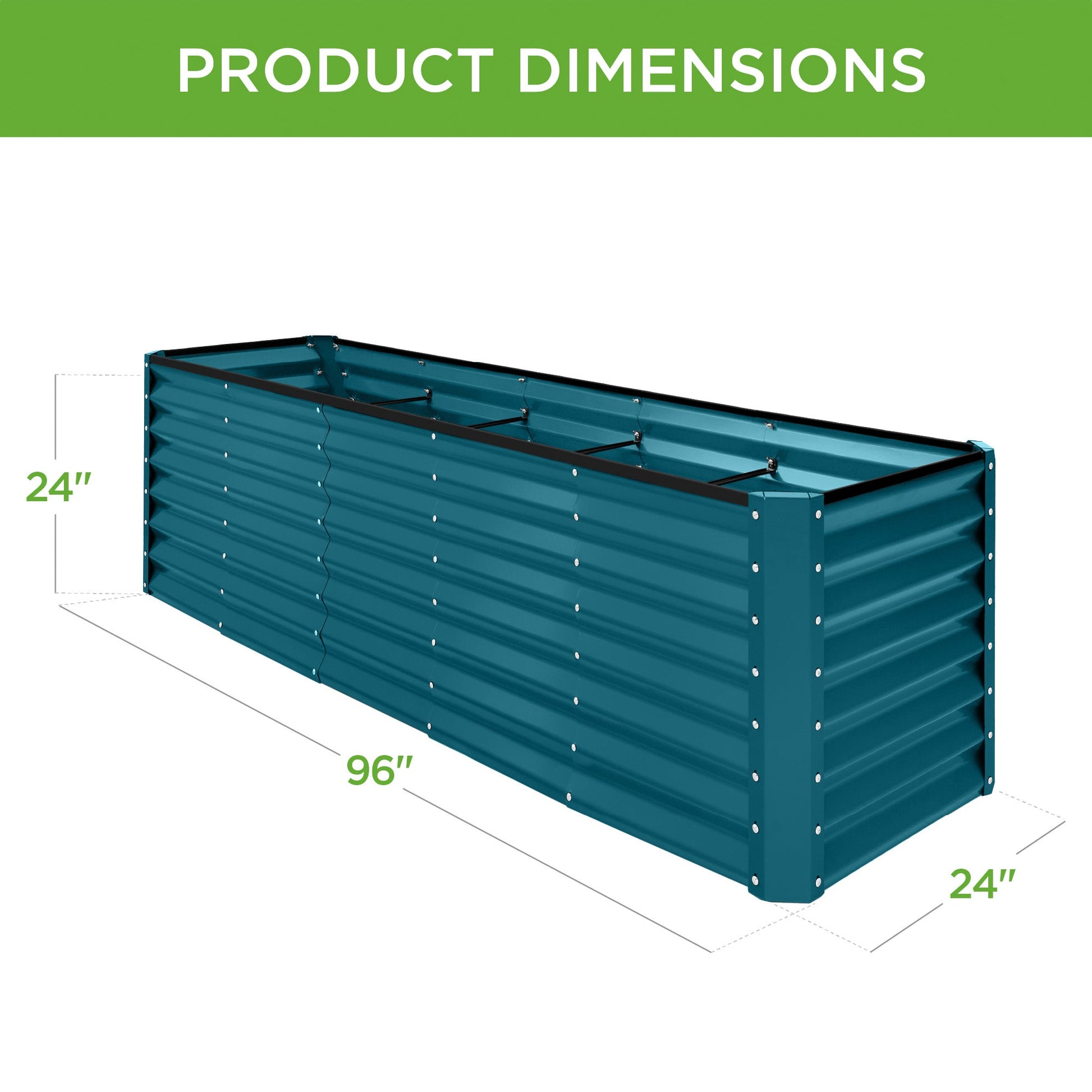 8x2x2FT Steel Planting Box for Backyard Flowers, Herbs, & Vegetables