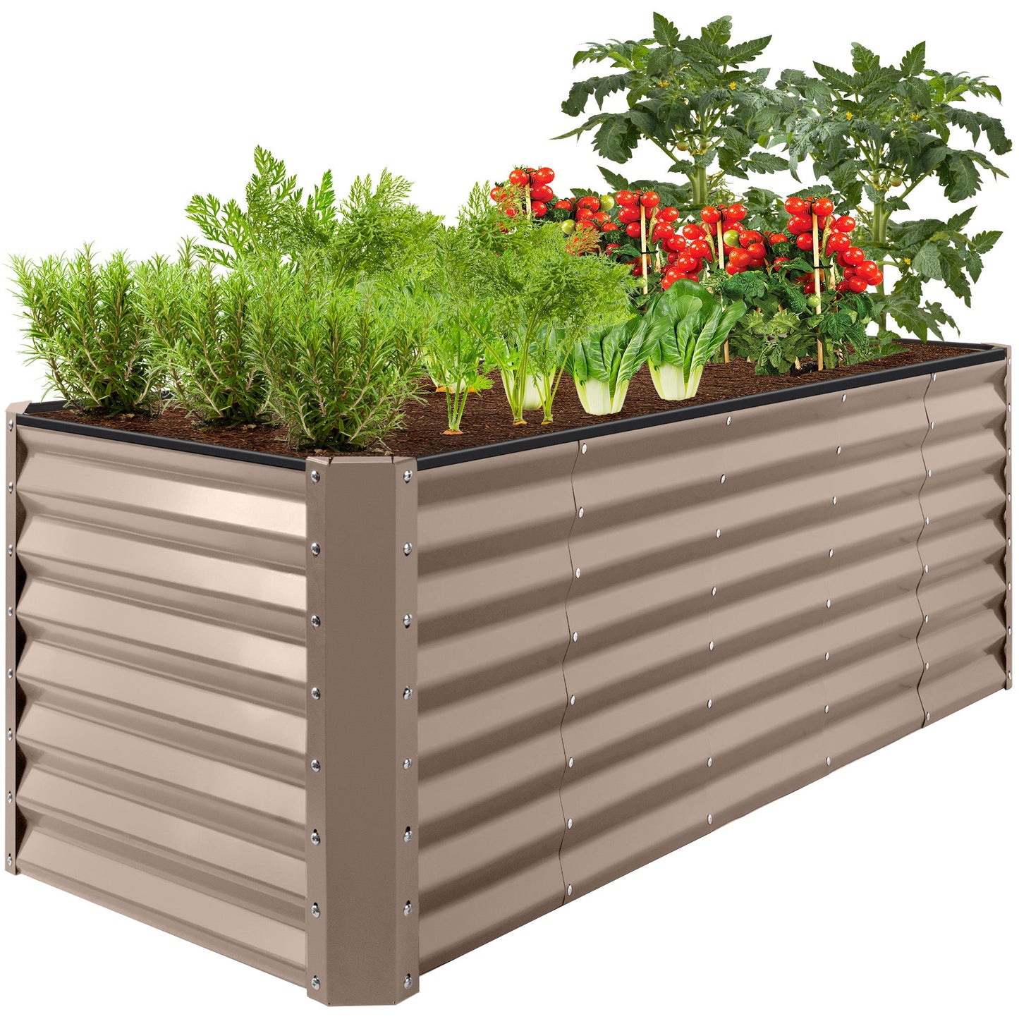 8x2x2FT Steel Planting Box for Backyard Flowers, Herbs, & Vegetables