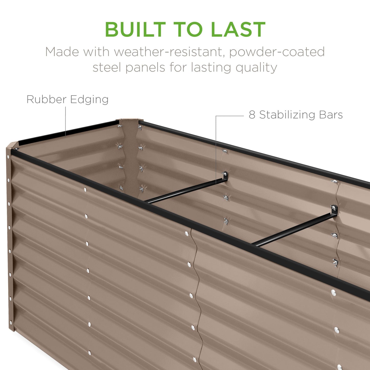 8x2x2FT Steel Planting Box for Backyard Flowers, Herbs, & Vegetables