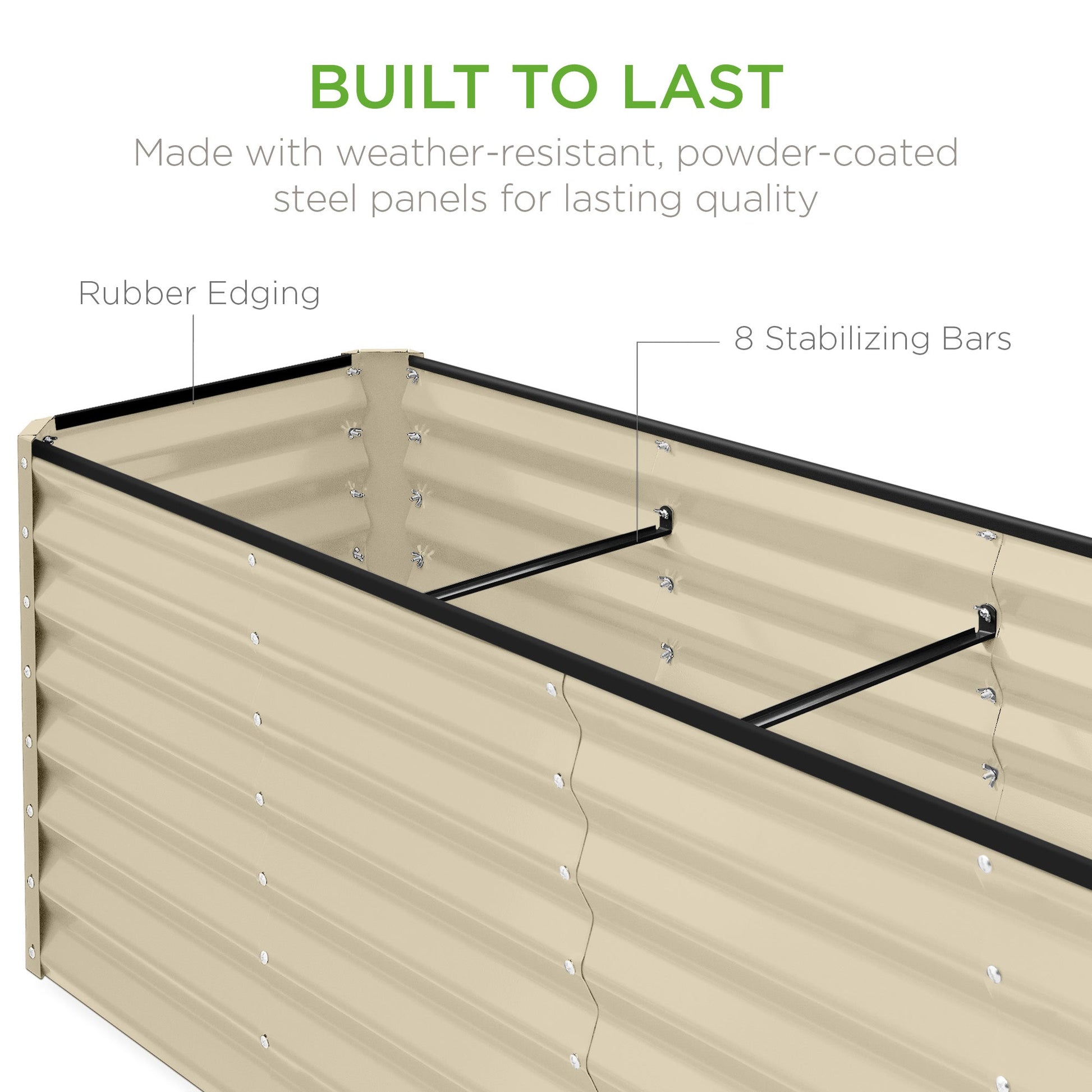 8x2x2FT Steel Planting Box for Backyard Flowers, Herbs, & Vegetables