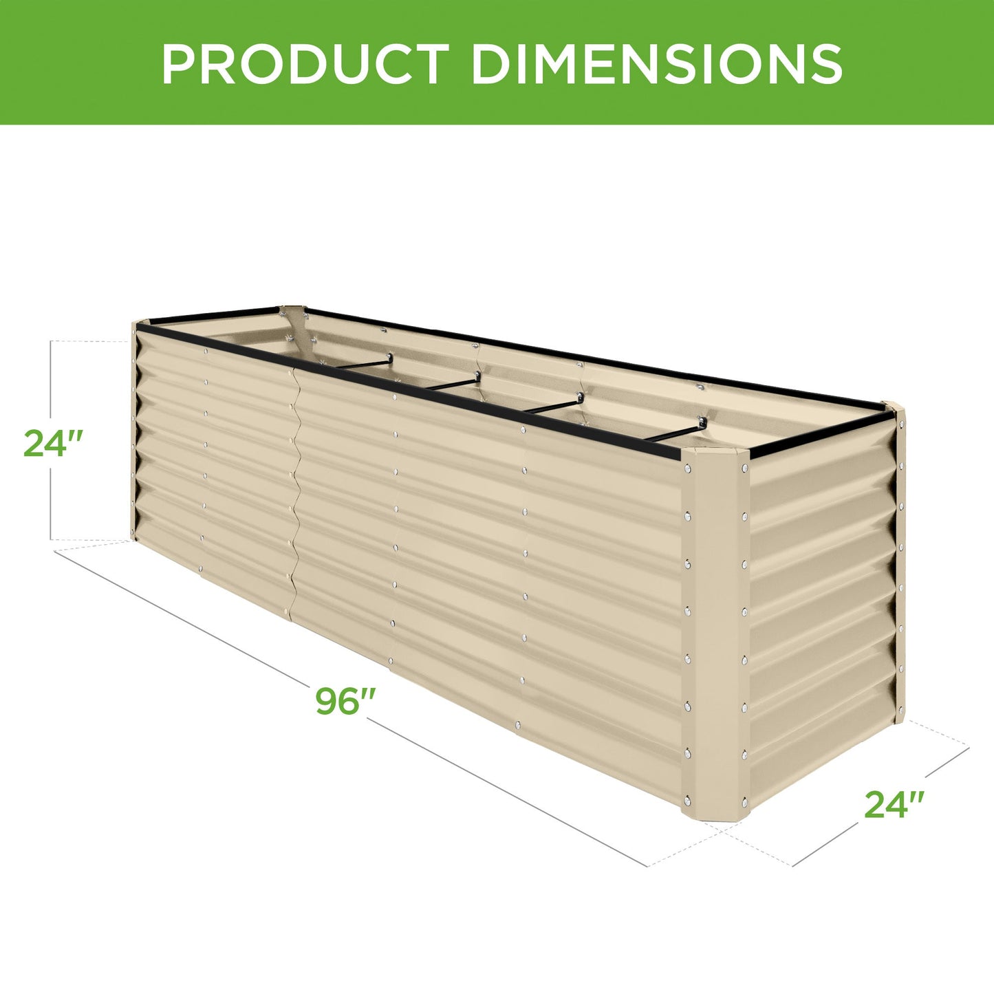 8x2x2FT Steel Planting Box for Backyard Flowers, Herbs, & Vegetables