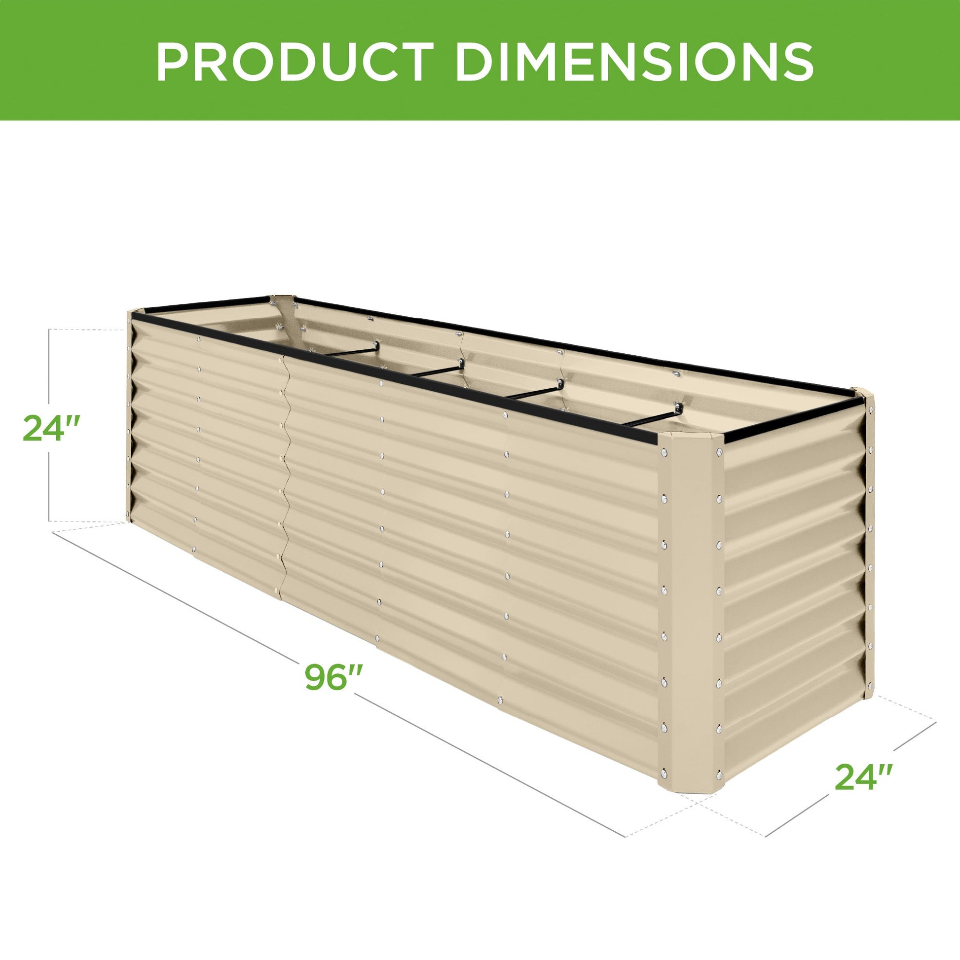 8x2x2FT Steel Planting Box for Backyard Flowers, Herbs, & Vegetables