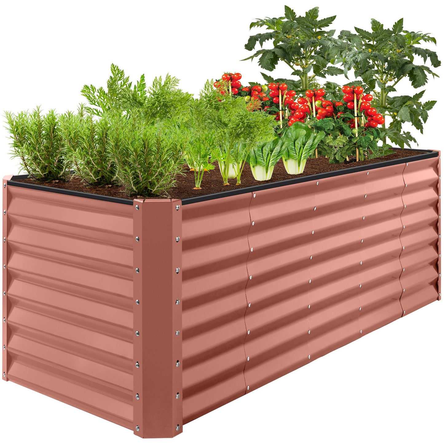 8x2x2FT Steel Planting Box for Backyard Flowers, Herbs, & Vegetables
