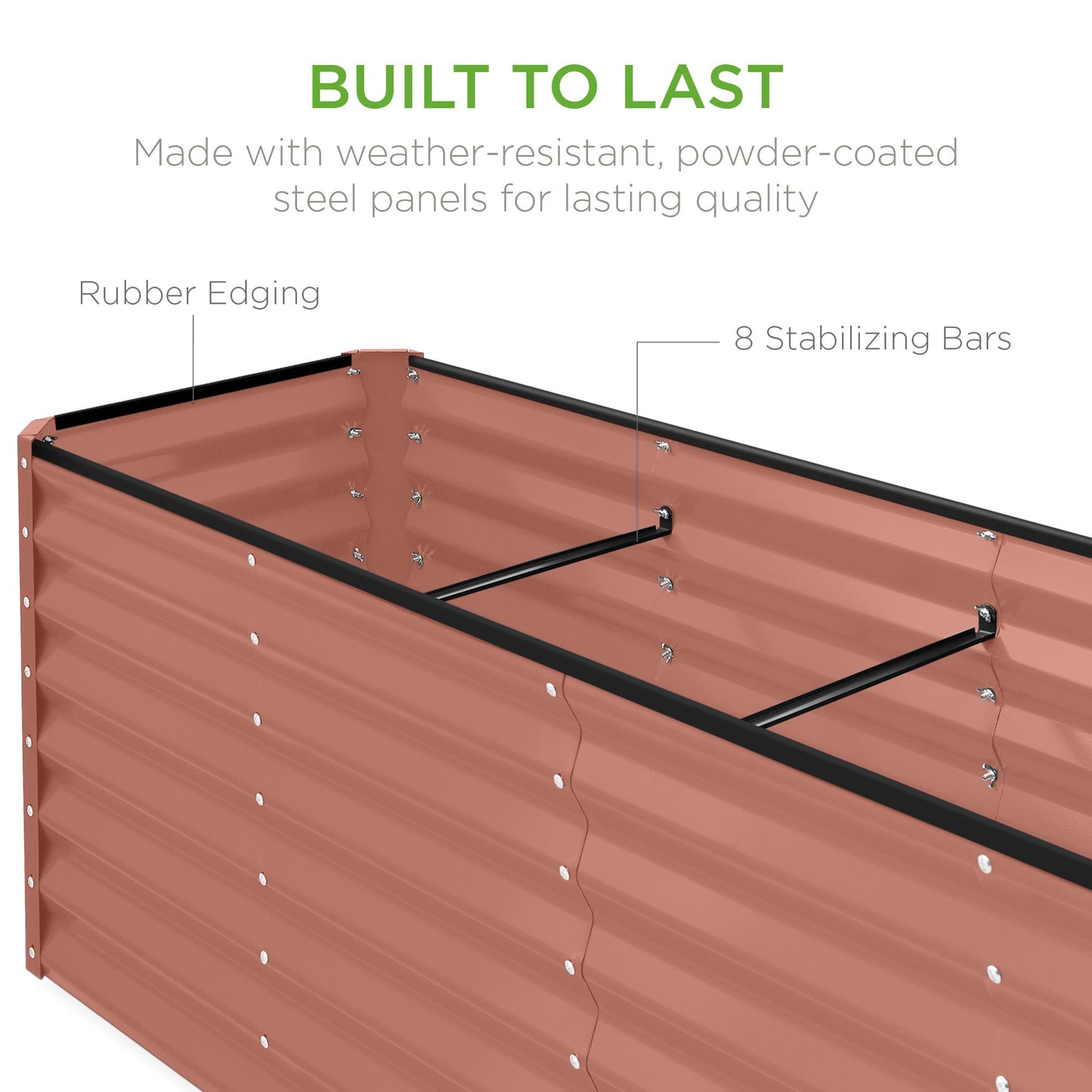 8x2x2FT Steel Planting Box for Backyard Flowers, Herbs, & Vegetables