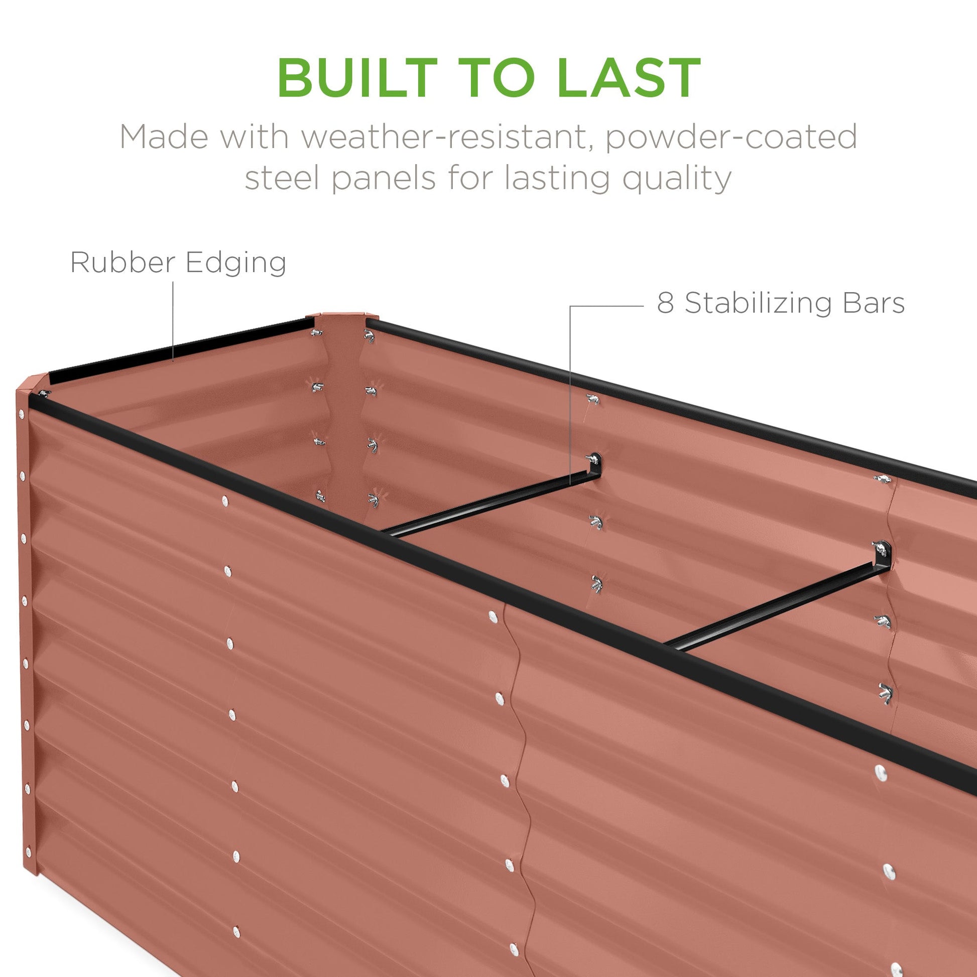 8x2x2FT Steel Planting Box for Backyard Flowers, Herbs, & Vegetables