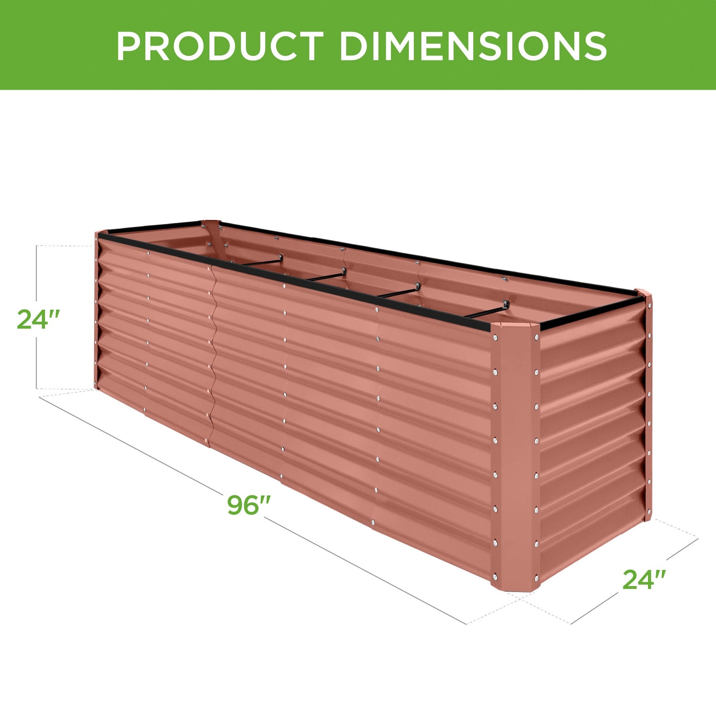 8x2x2FT Steel Planting Box for Backyard Flowers, Herbs, & Vegetables