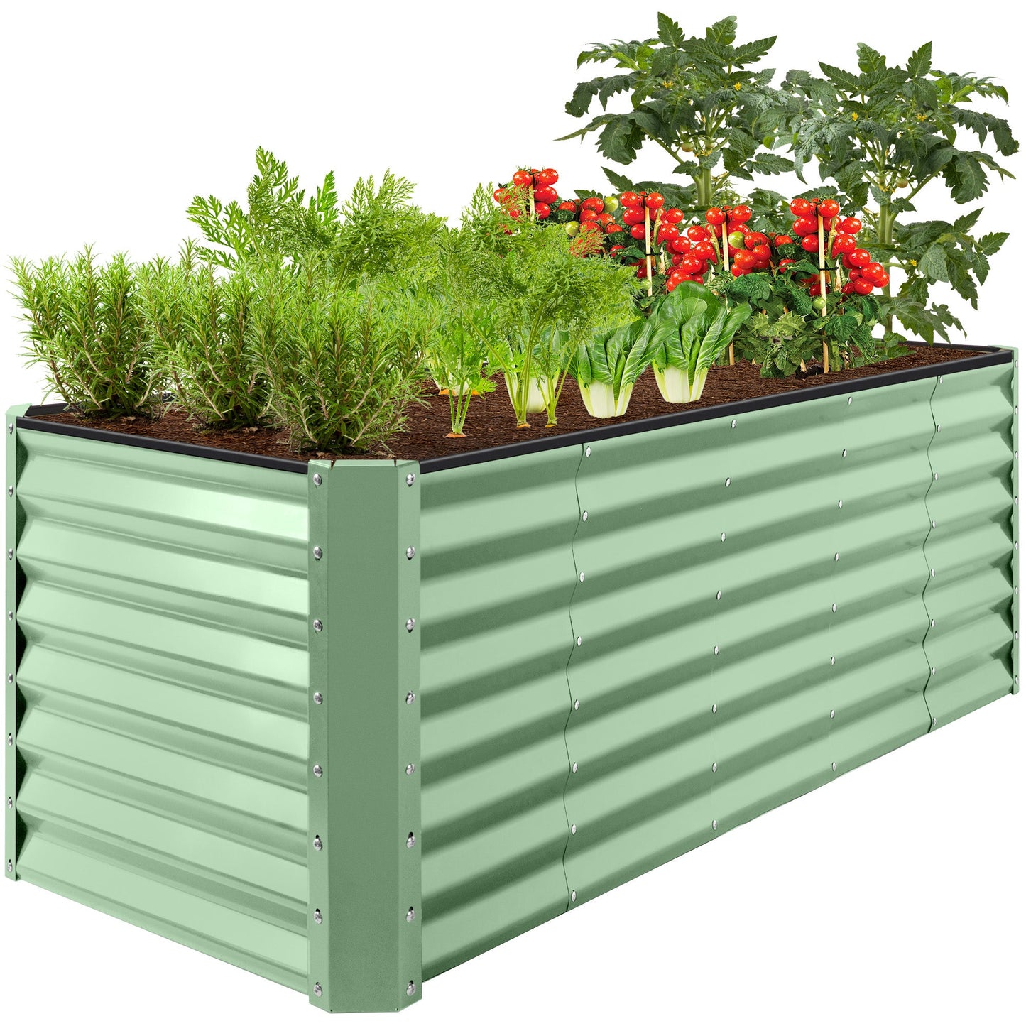 8x2x2FT Steel Planting Box for Backyard Flowers, Herbs, & Vegetables