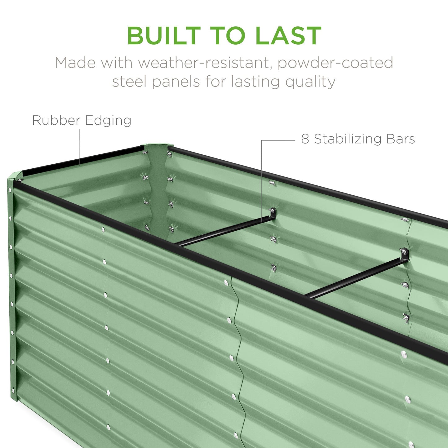 8x2x2FT Steel Planting Box for Backyard Flowers, Herbs, & Vegetables