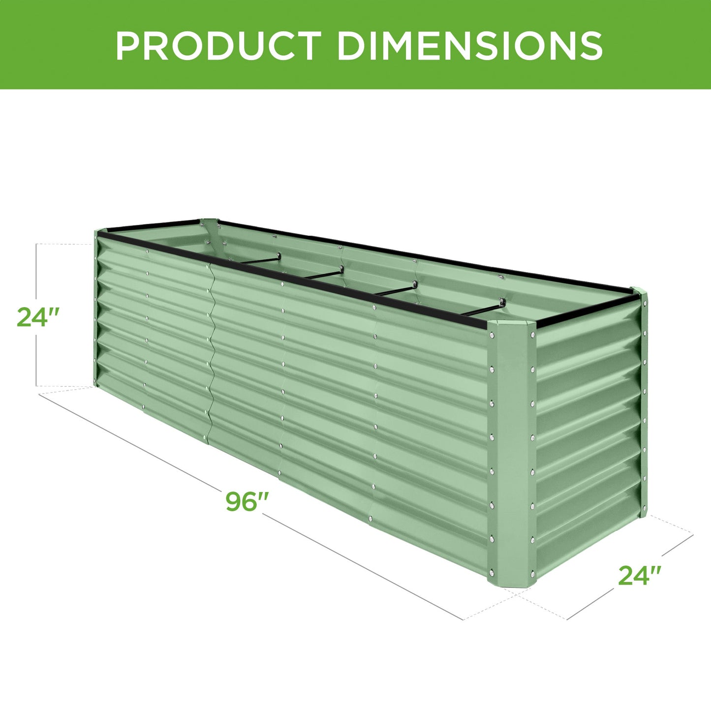 8x2x2FT Steel Planting Box for Backyard Flowers, Herbs, & Vegetables