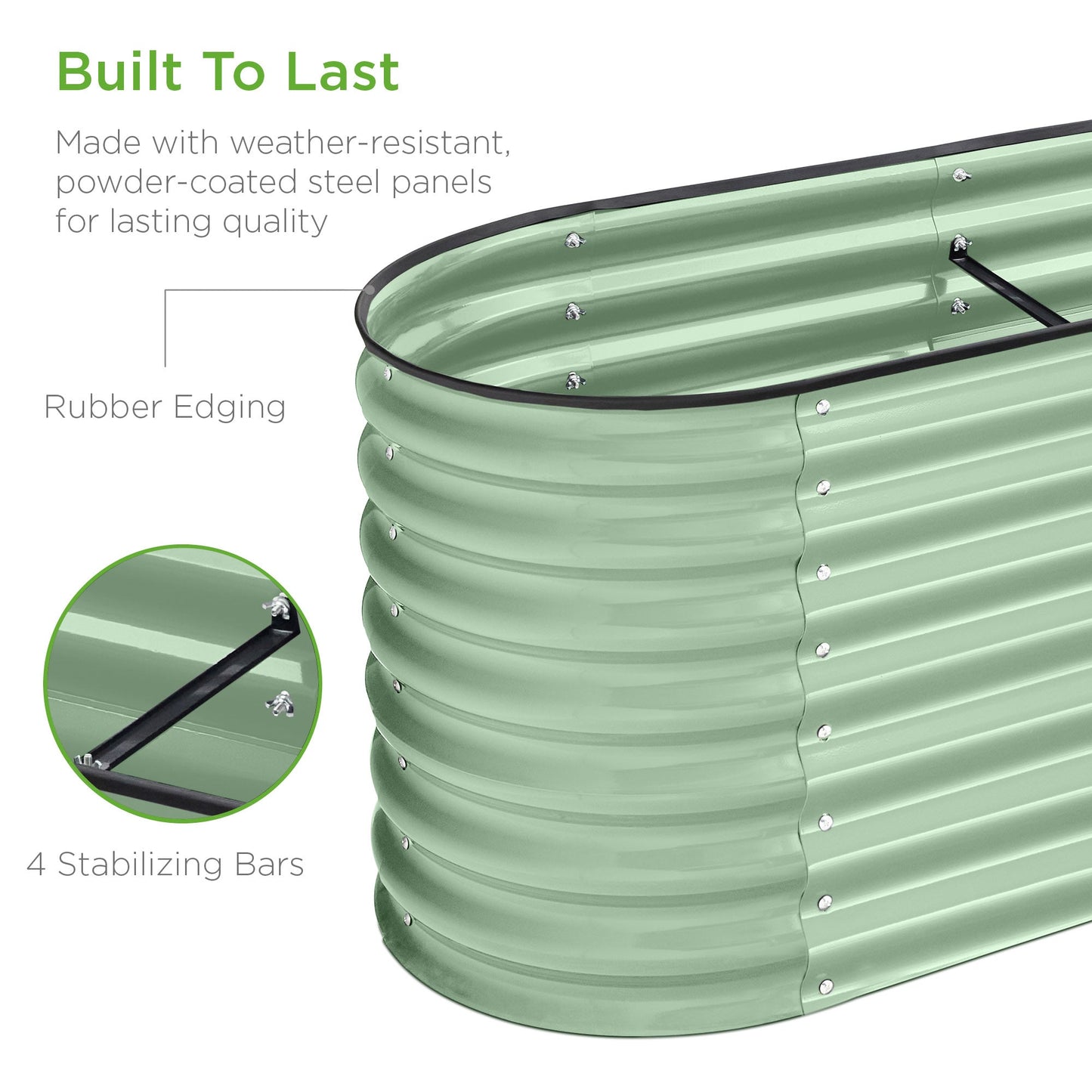 Metal Raised Garden Bed, Oval Outdoor Planter Box for Vegetables - 8x2x2ft