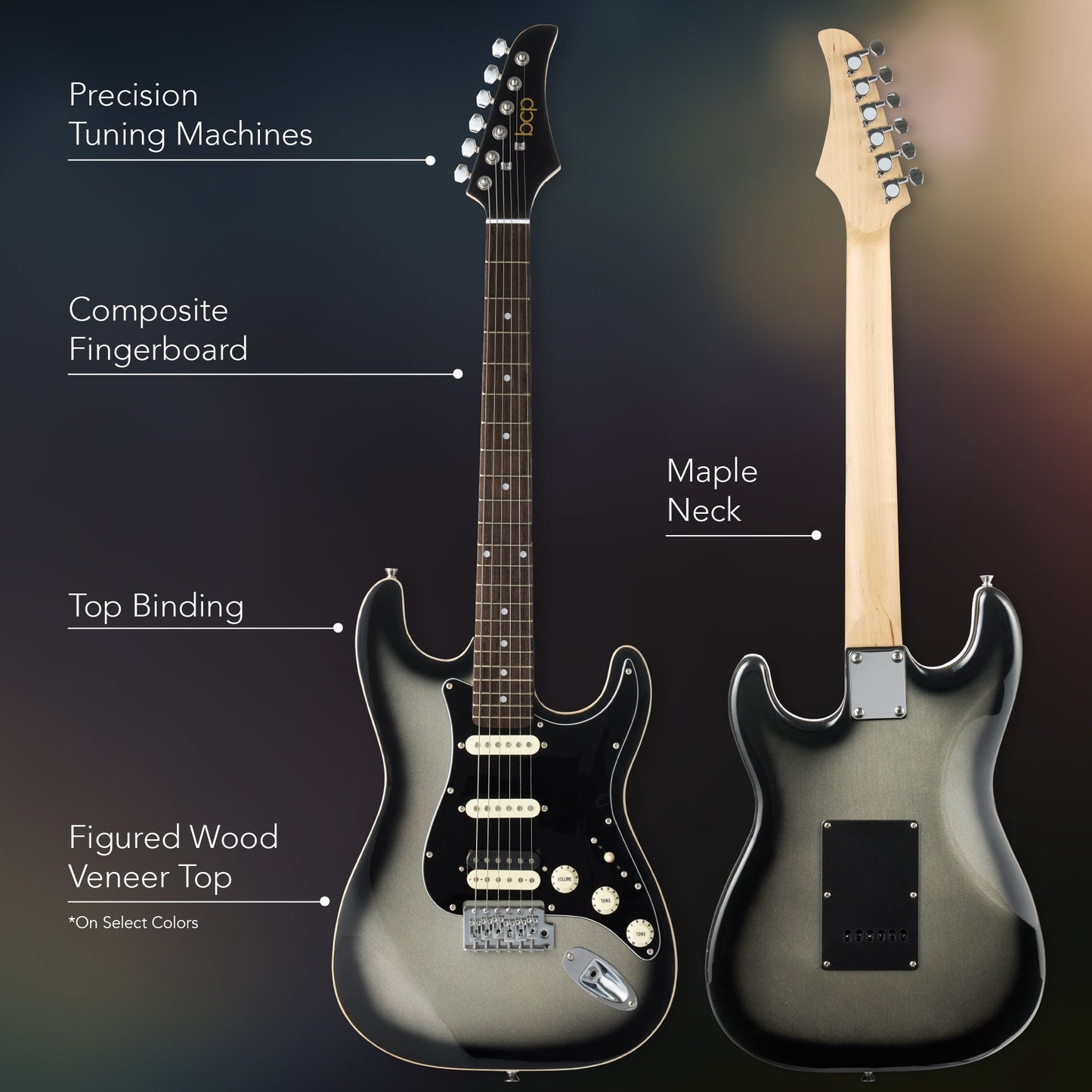 Beginner Electric Guitar Kit w/ Headphone Amp, Padded Gig Bag, Headphones