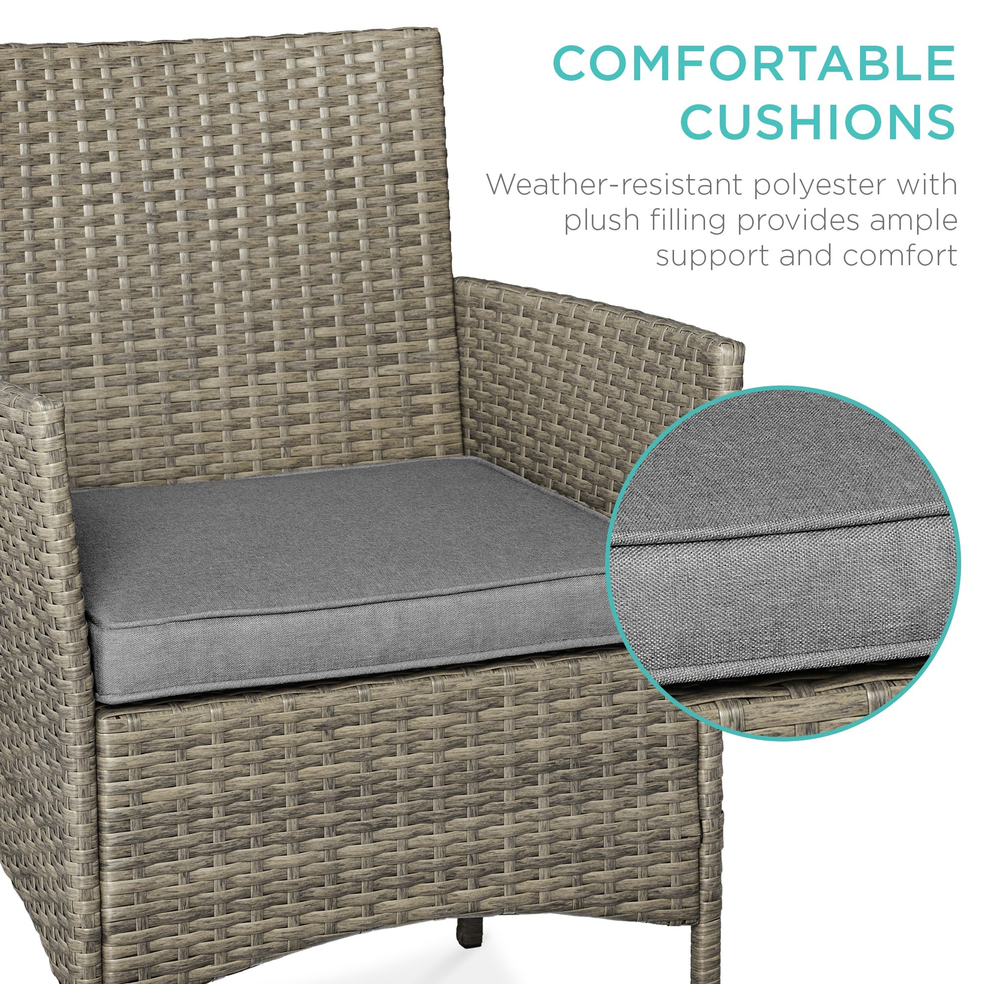 3-Piece Outdoor Patio Wicker Bistro Set w/ Side Storage Table