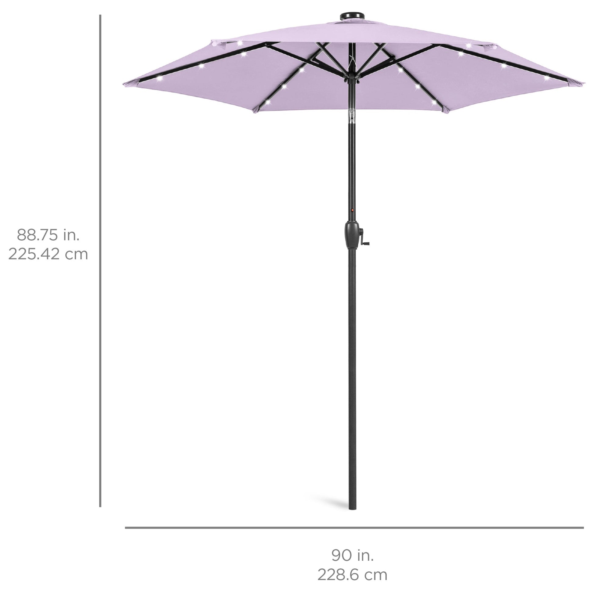 Outdoor Solar Patio Umbrella w/ Push Button Tilt, Crank Lift - 7.5ft