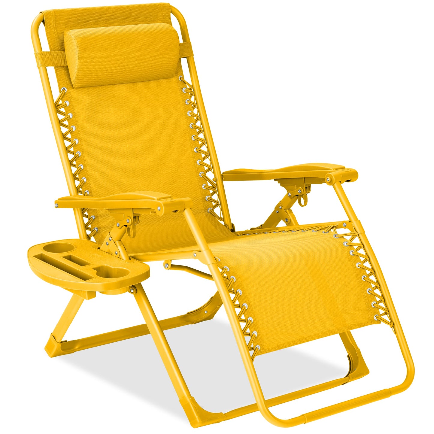 Monochromatic Zero Gravity Patio Chair Recliner w/ Side Tray, Headrest