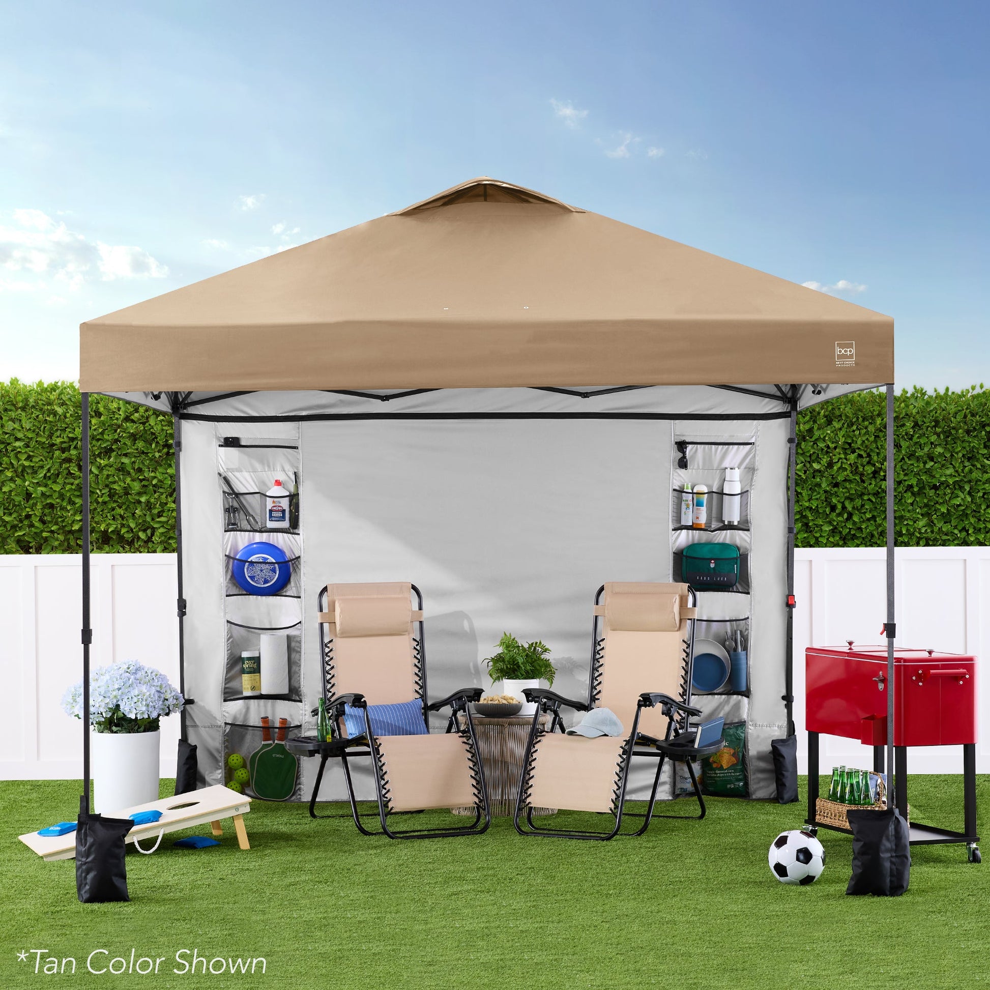 One-Person Setup Instant Pop Up Canopy w/ Side Wall, Carrying Case - 10x10ft