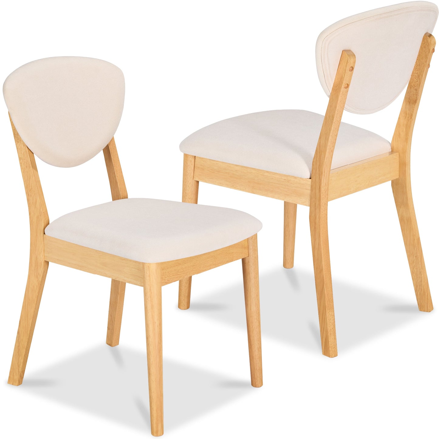 2-Piece Mid-Century Modern Wood &Upholstered Dining Chair Set