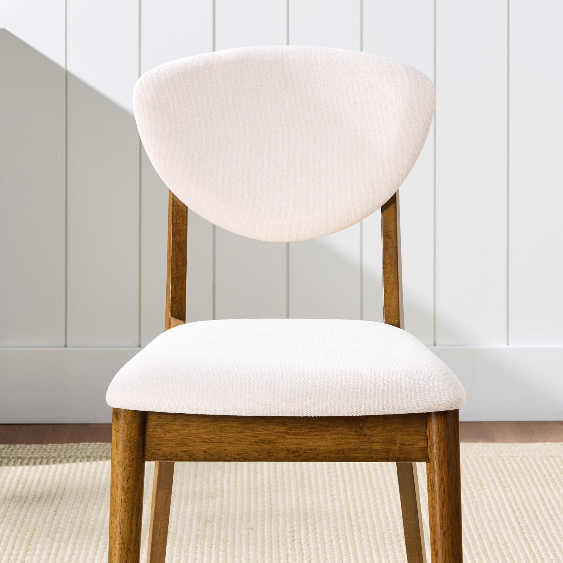 2-Piece Mid-Century Modern Wood &Upholstered Dining Chair Set