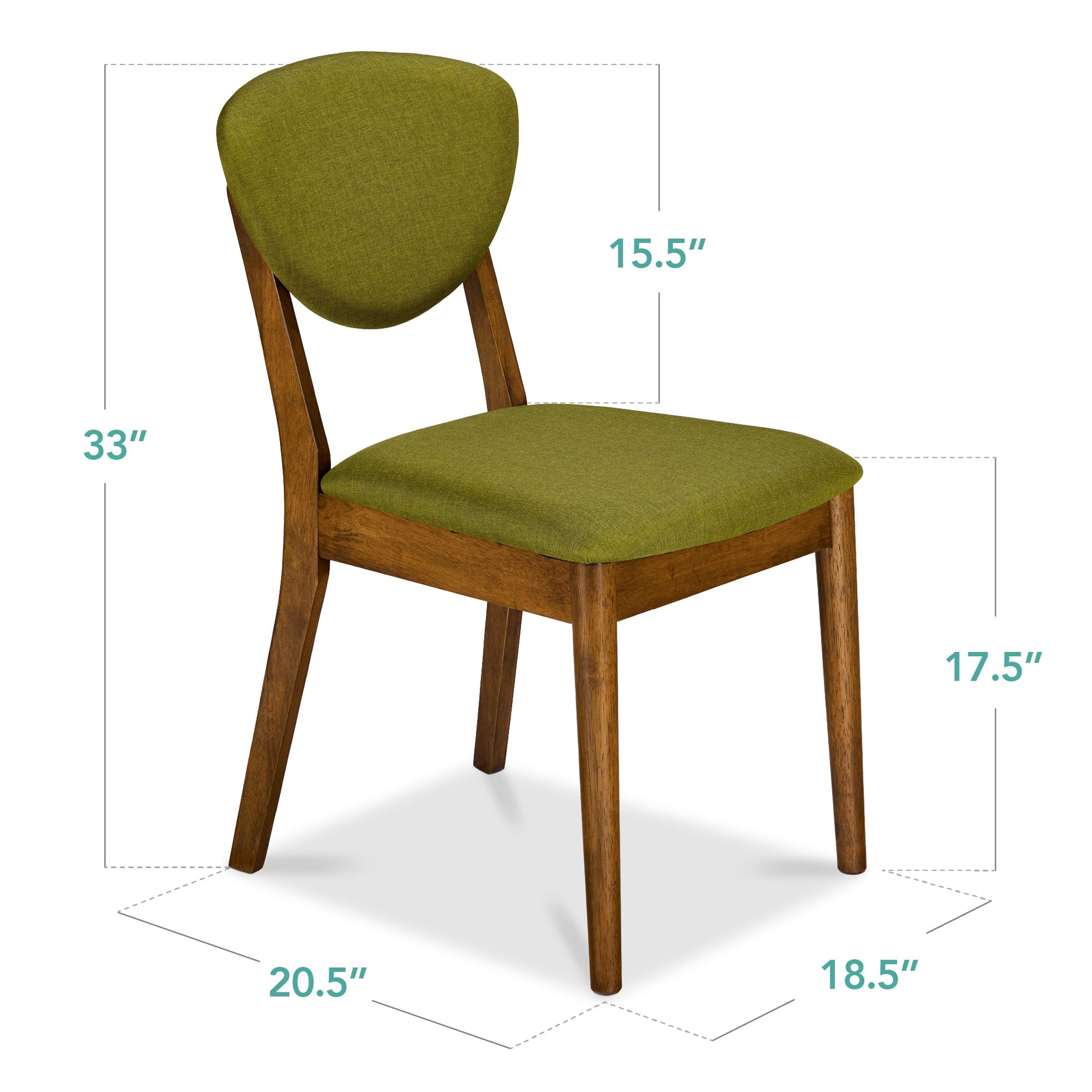 2-Piece Mid-Century Modern Wood &Upholstered Dining Chair Set