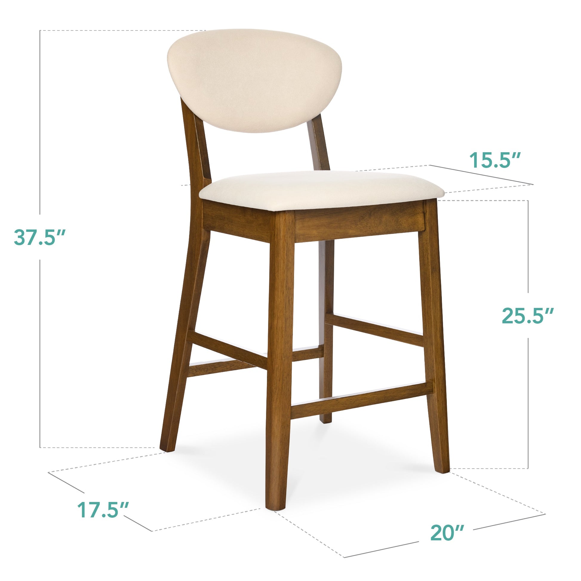 Set of 2 Modern Counter-Height Bar Stool Set W/ Upholstered Seat Cushion
