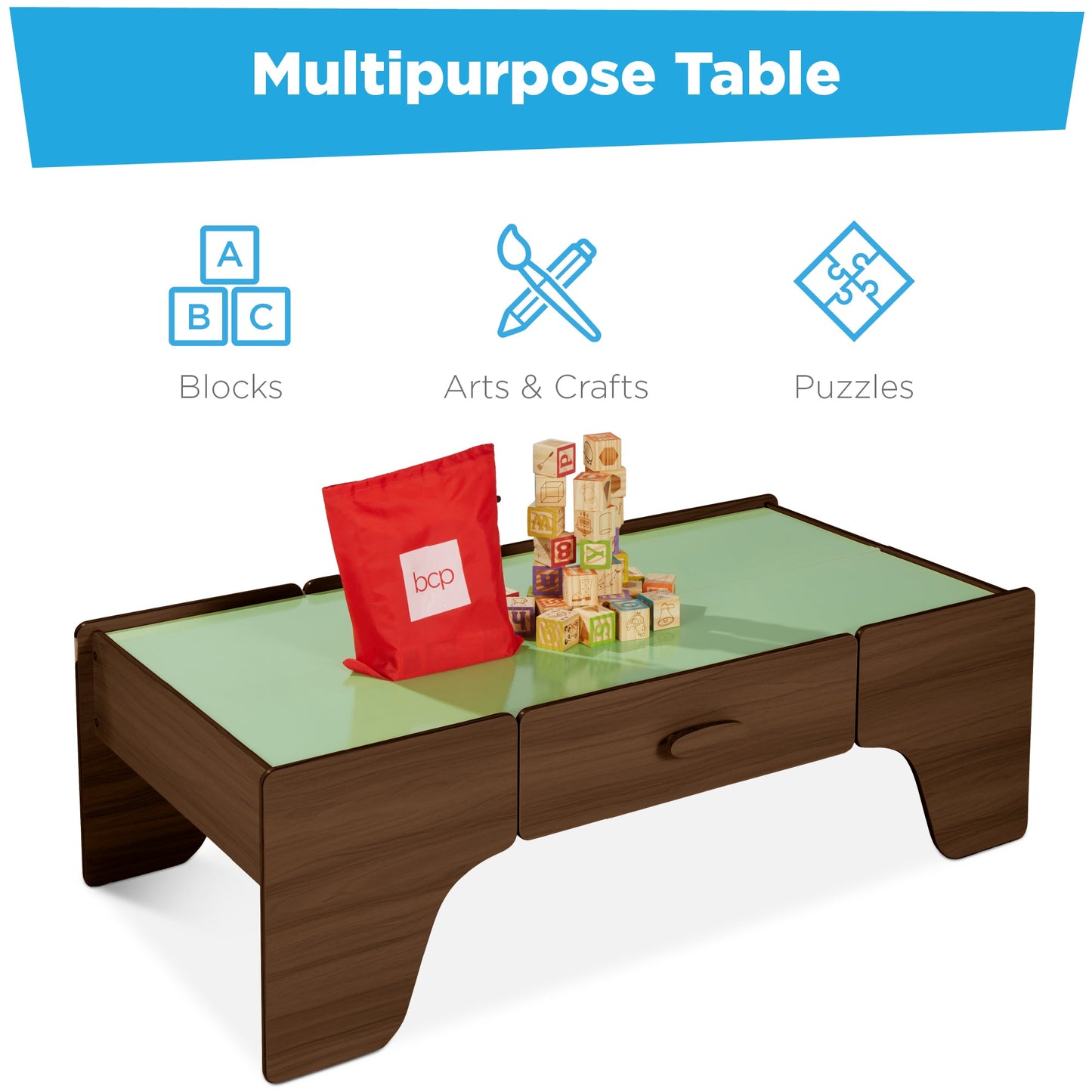 70-Piece Train Table, Large Multipurpose Playset w/ Reversible Table Top