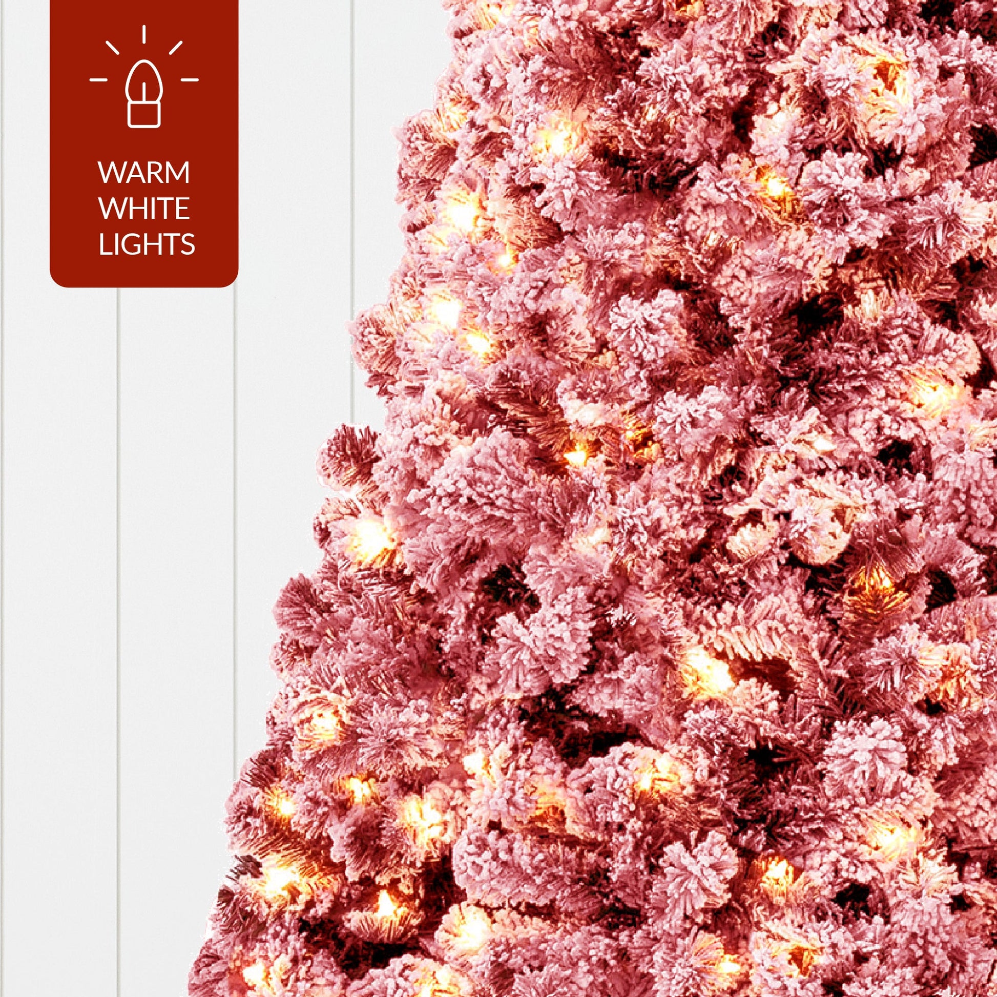 Pre-Lit Red Flocked Artificial Pine Christmas Tree w/ White Lights
